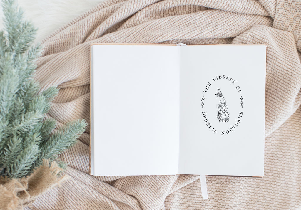 Book Stamp - Skeleton Hands Floral