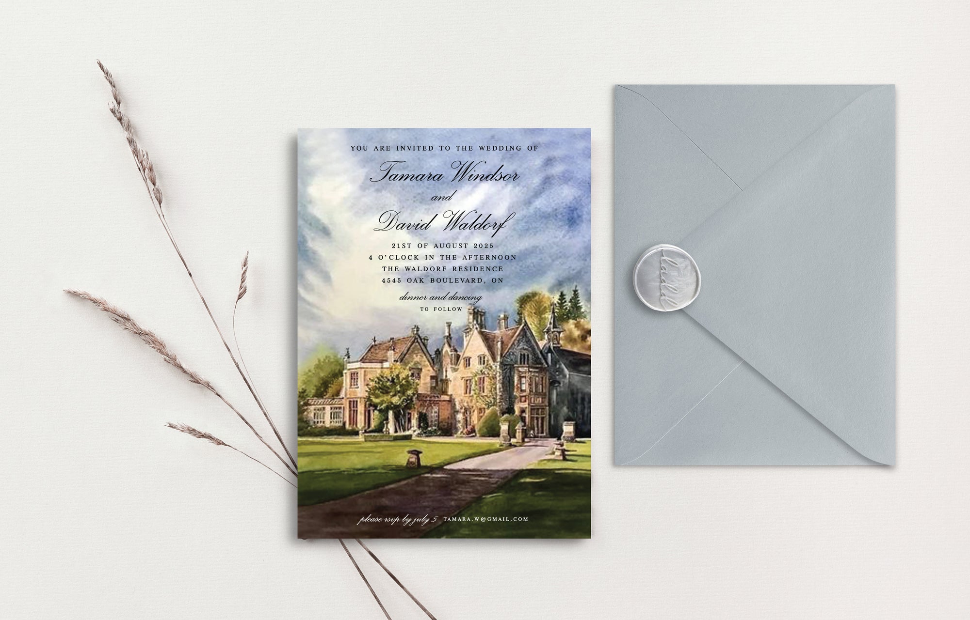 Custom Watercolour Wedding Invitations