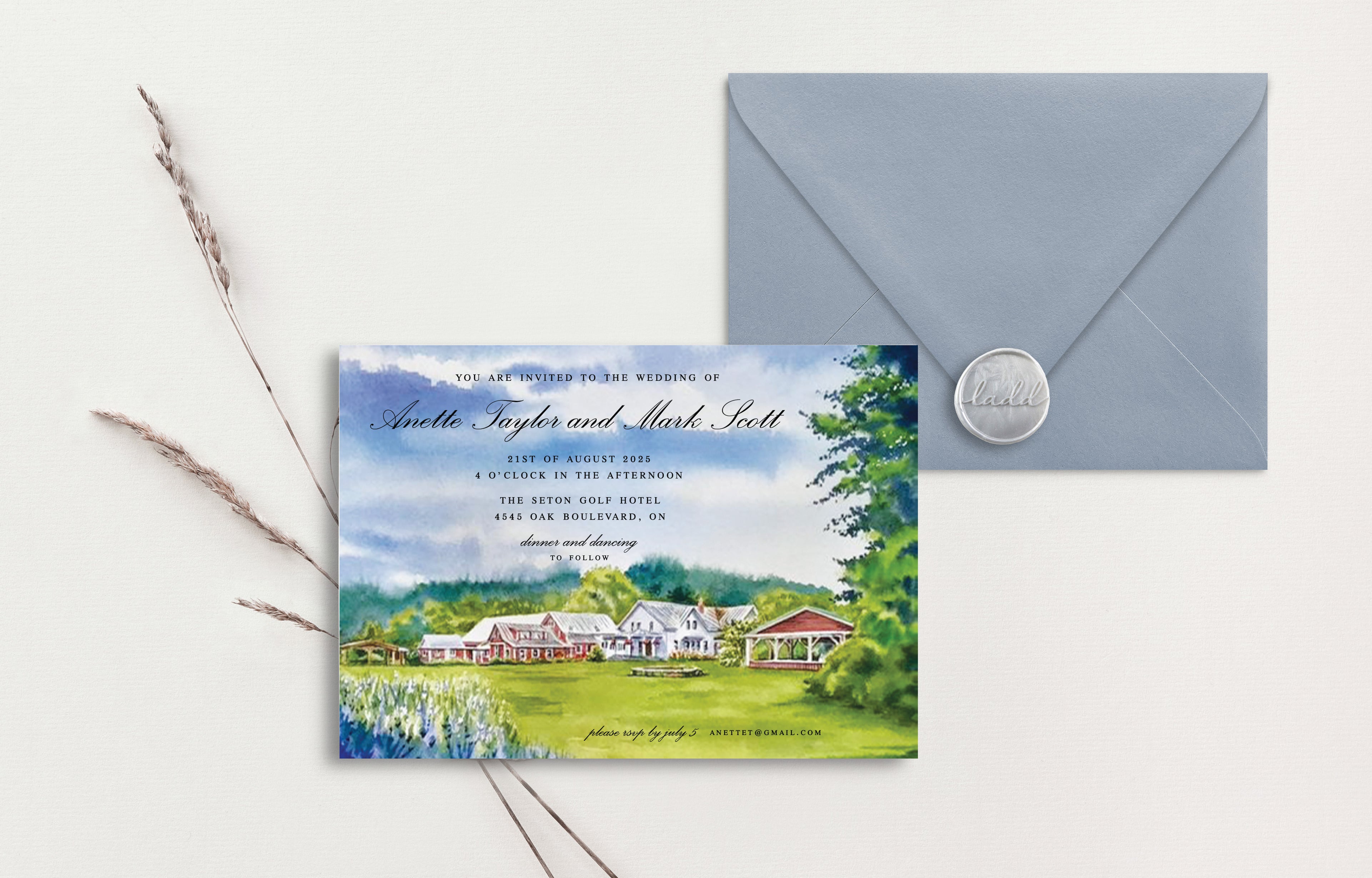 Custom Watercolour Wedding Invitations