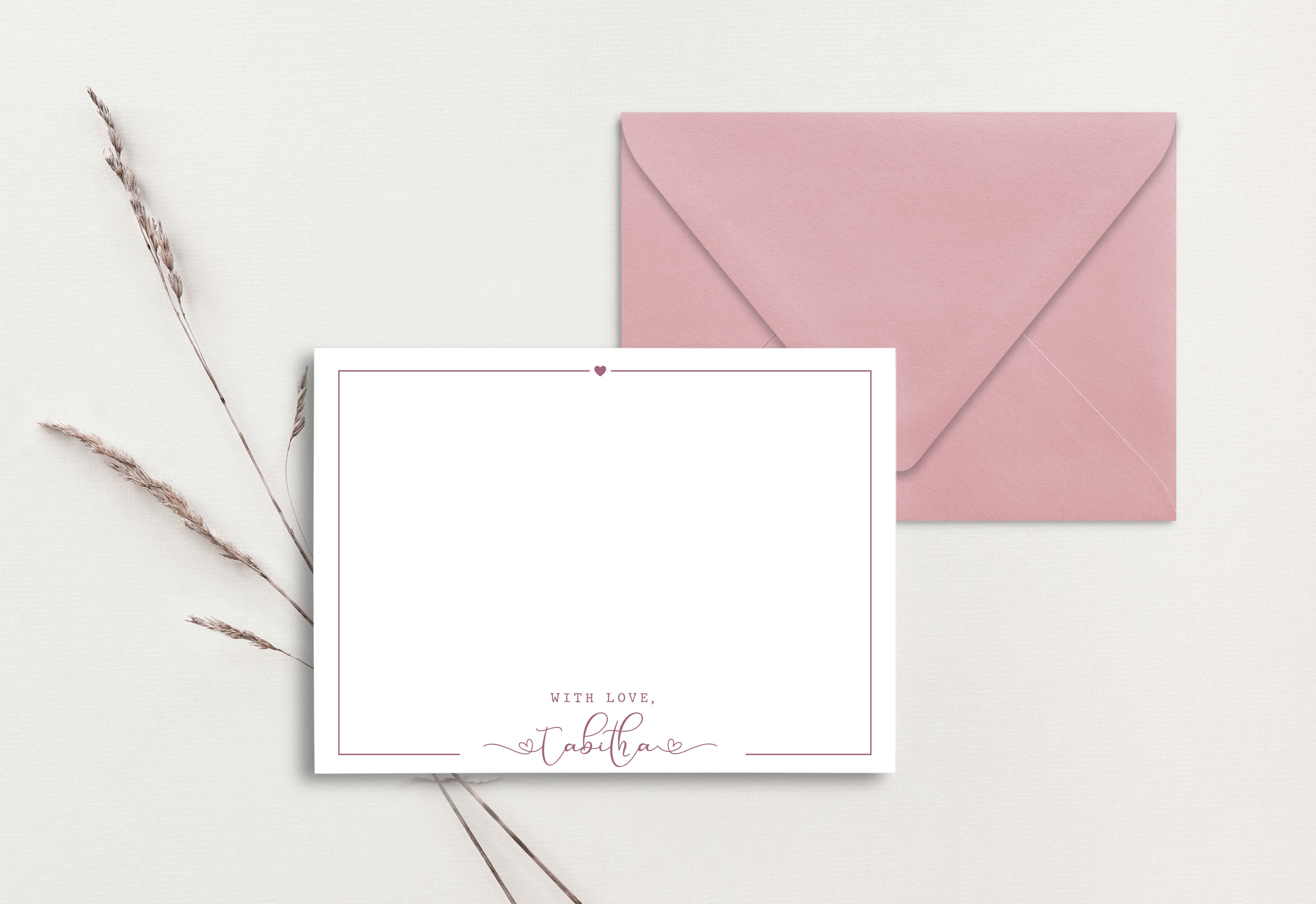 Custom Note Card (pack of 30) - With Love Heart