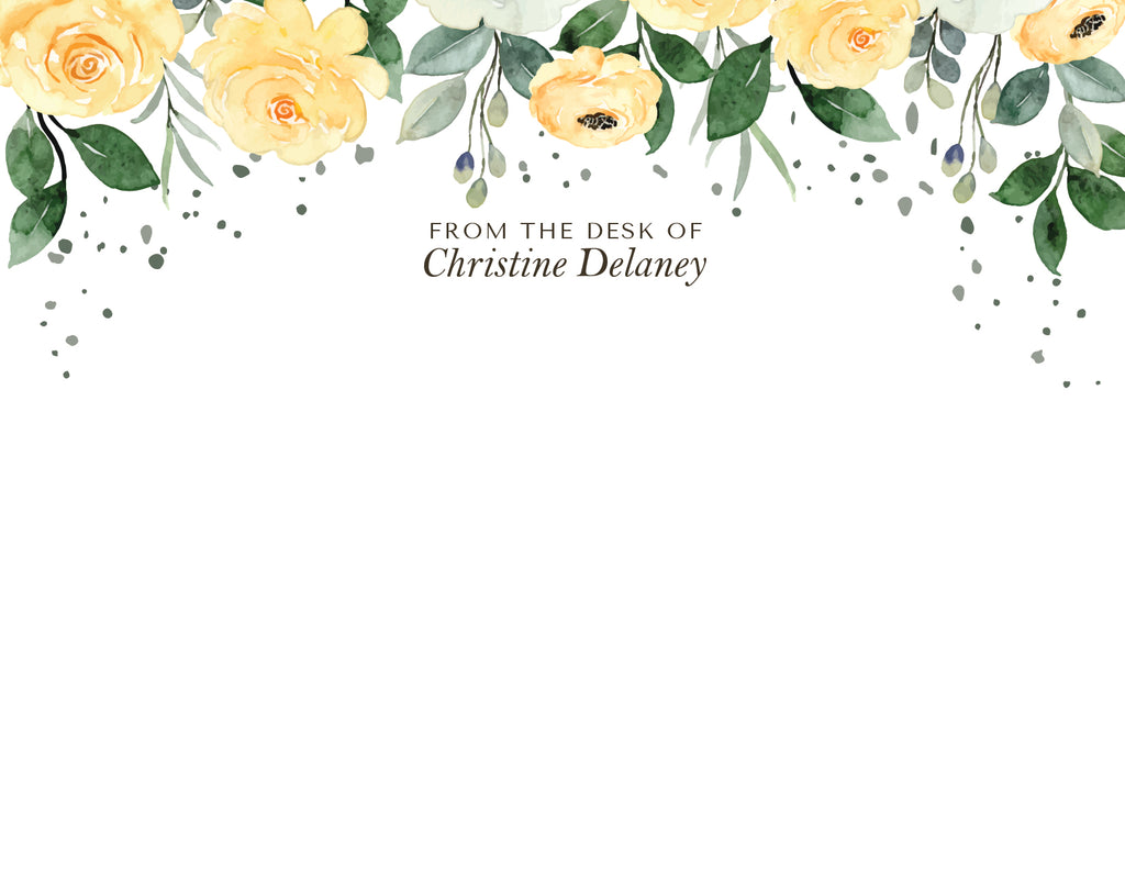 Custom Note Card (pack of 30) - Yellow Florals