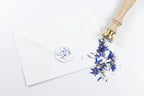 Blue Cornflower on White Wax