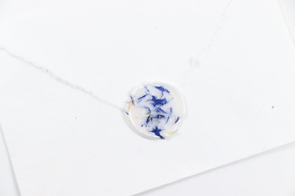 Blue Cornflower on Pearl Wax