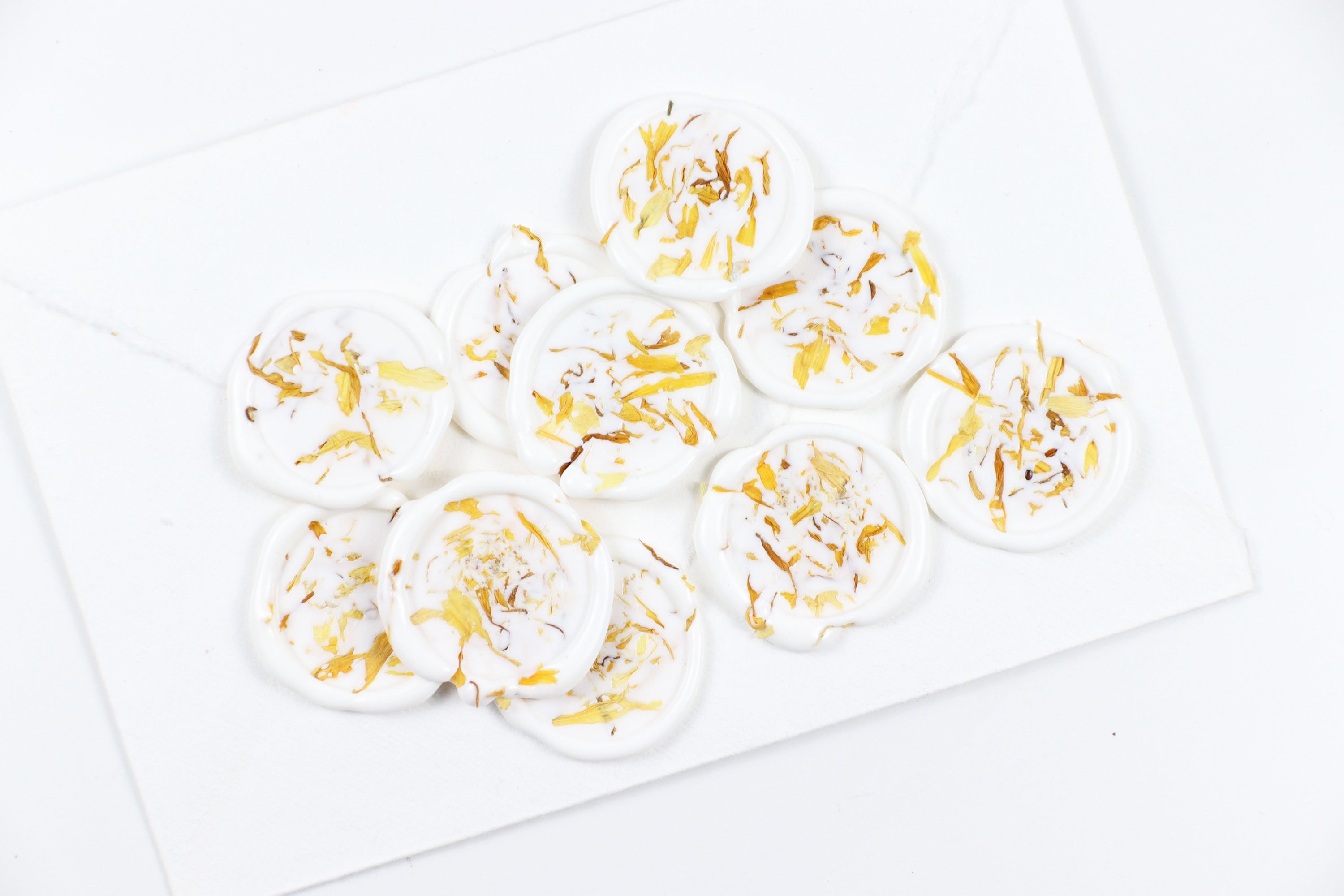 Yellow Cornflowers on White Wax