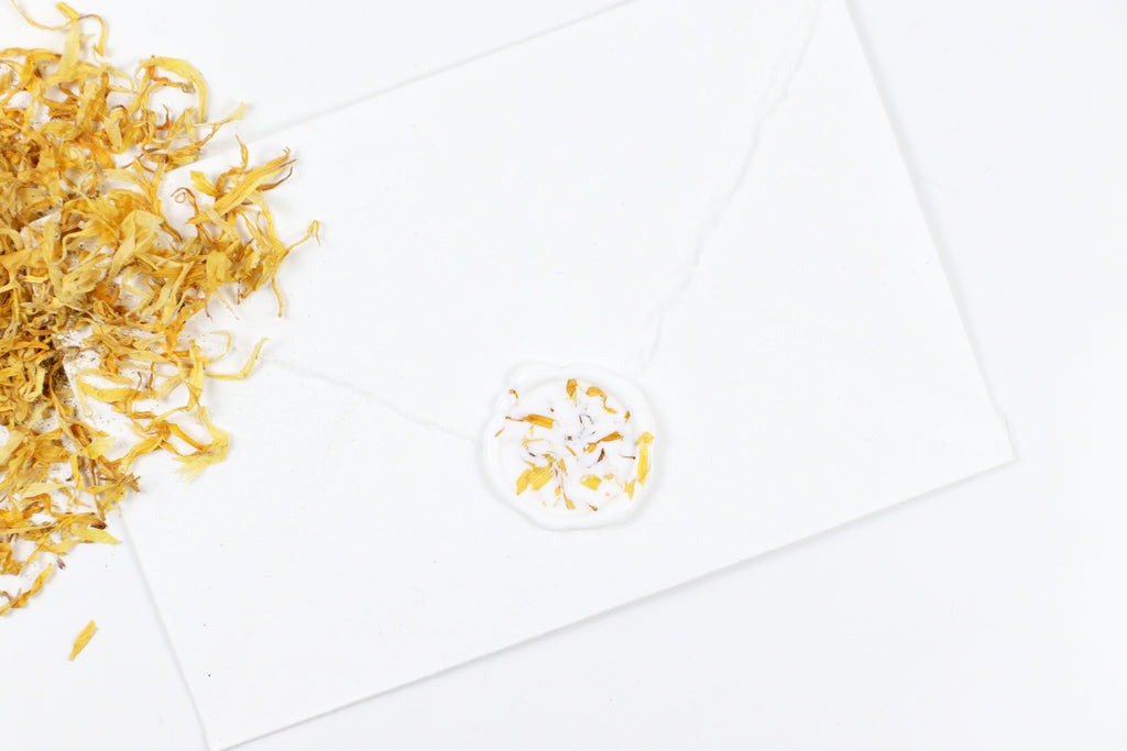 Yellow Cornflowers on White Wax