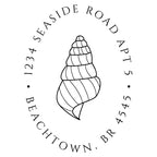 Embosser address design featuring a seashell 