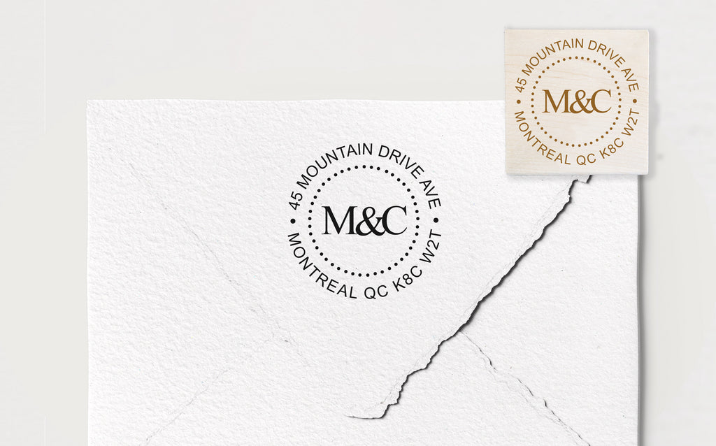 Dotted Circle Monogram Address Stamp