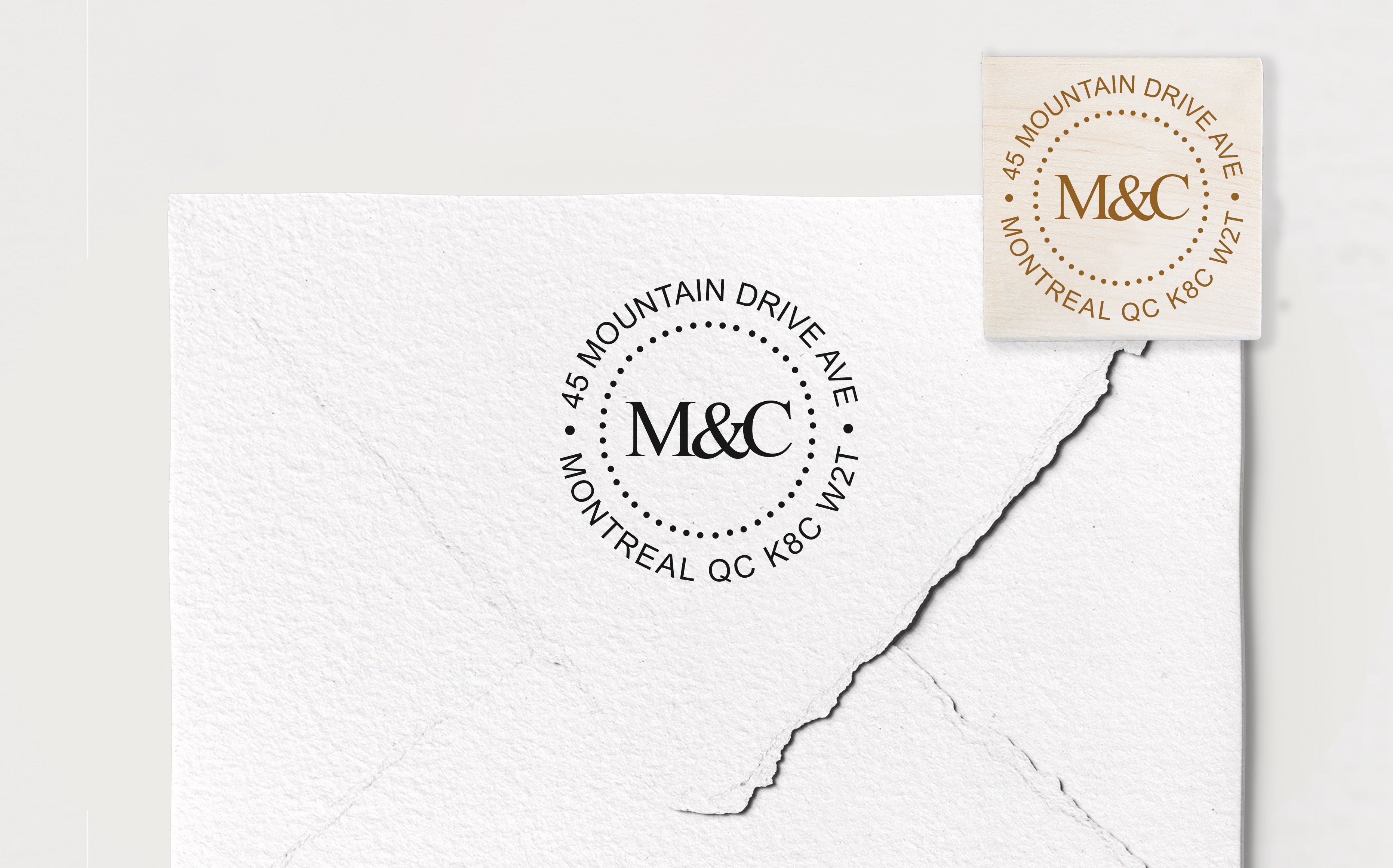 Dotted Circle Monogram Address Stamp