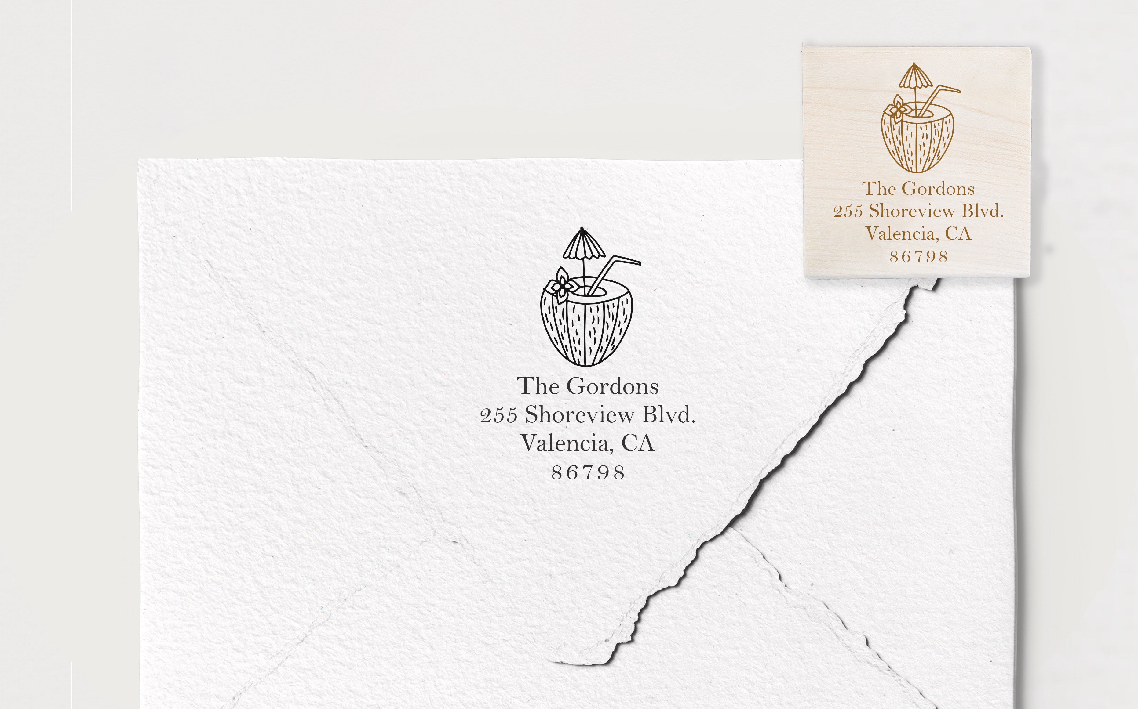 Coconut Drink Address Stamp