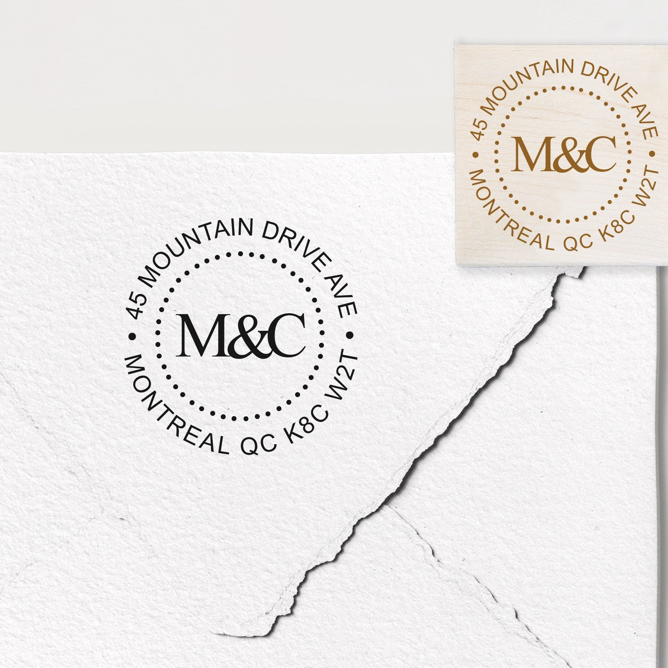 Dotted Circle Monogram Address Stamp