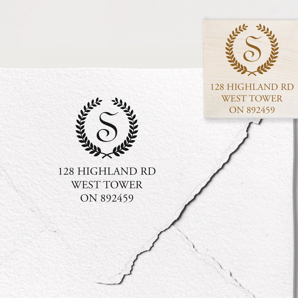Wreath Initial Address Stamp