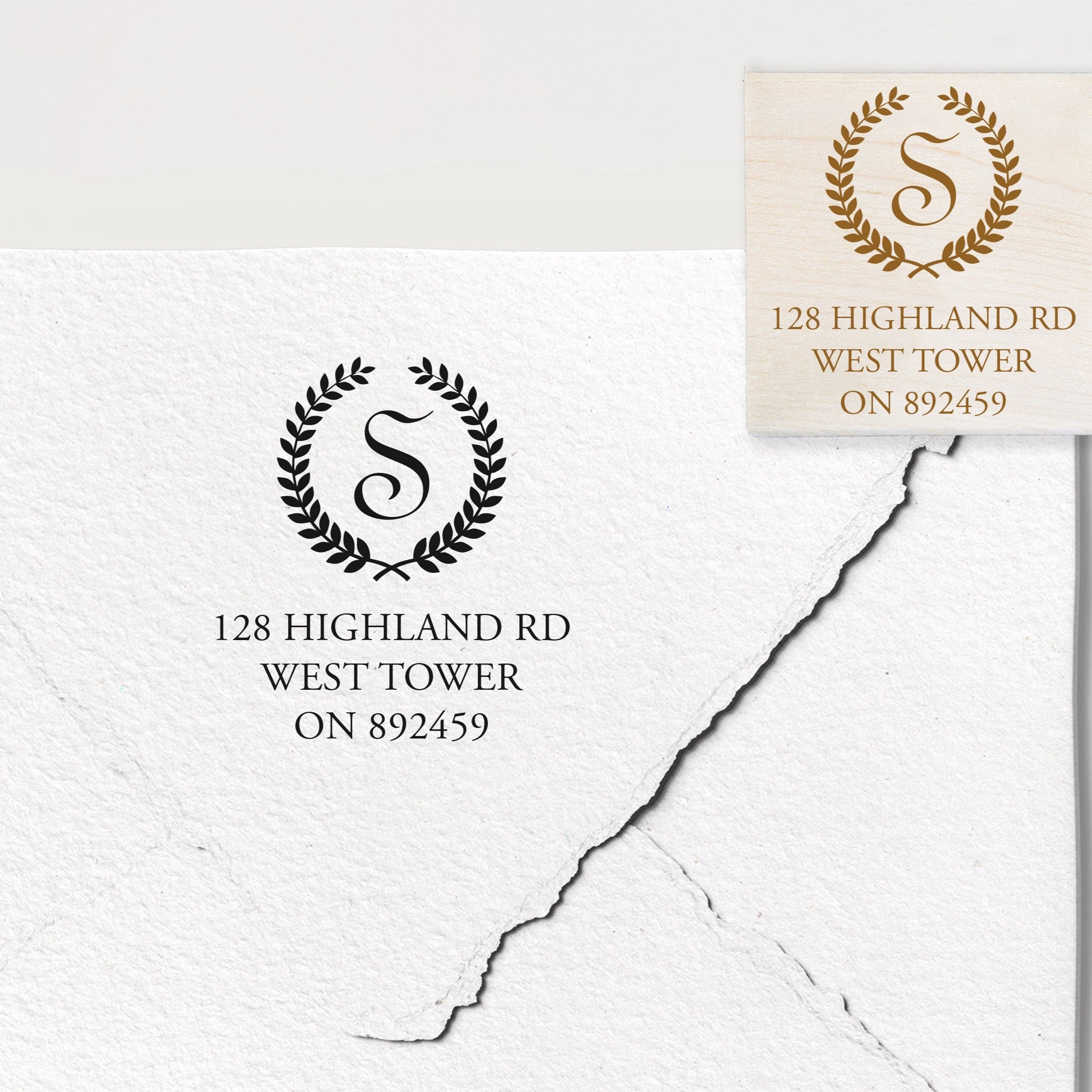 Wreath Initial Address Stamp