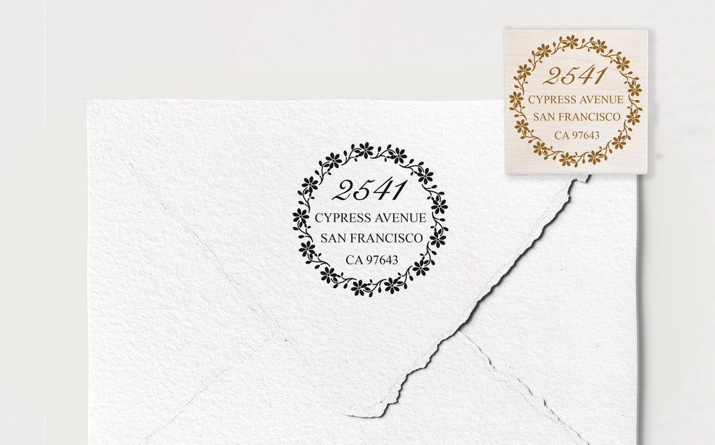 Floral Wreath Address Stamp