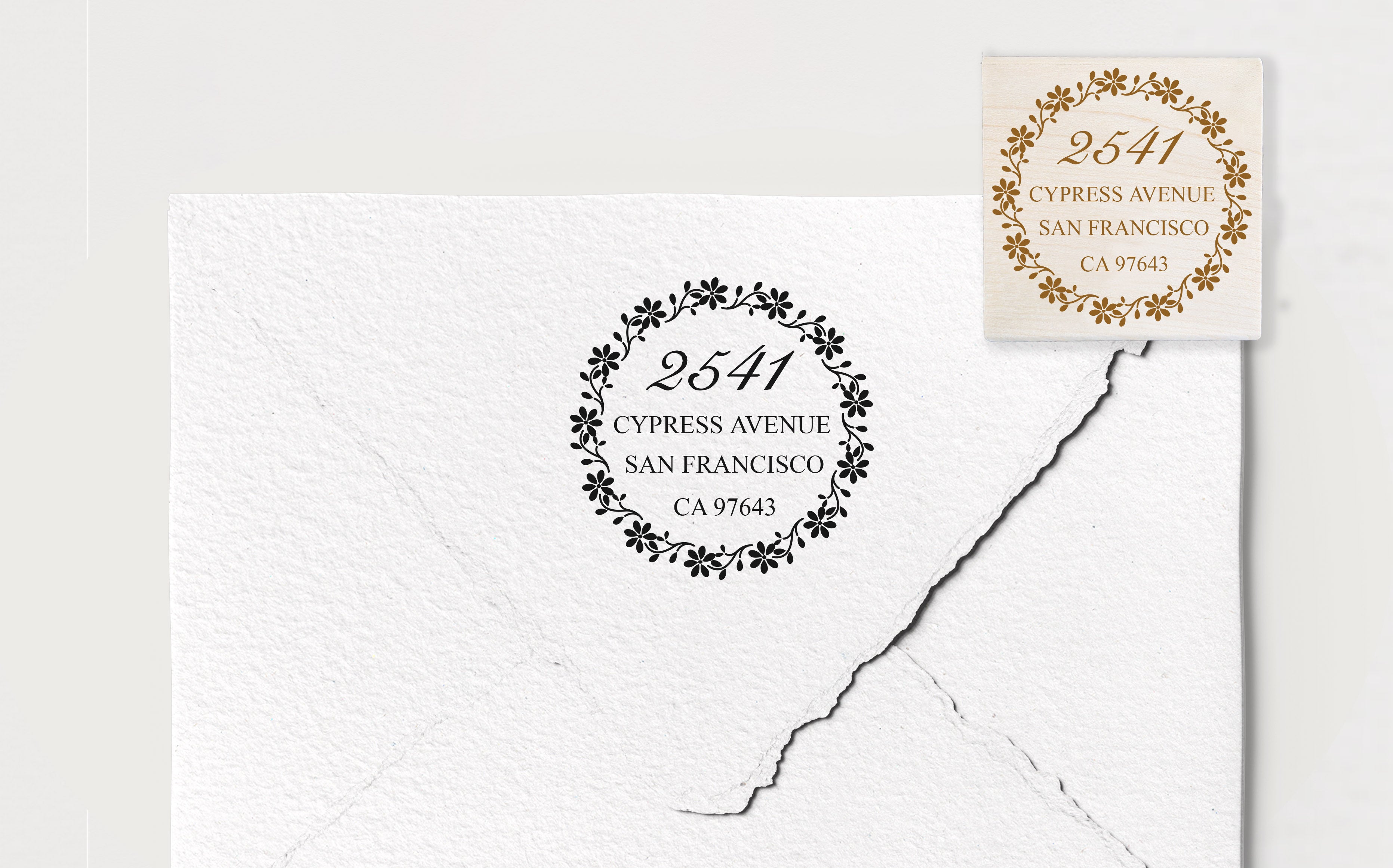 Floral Wreath Address Stamp