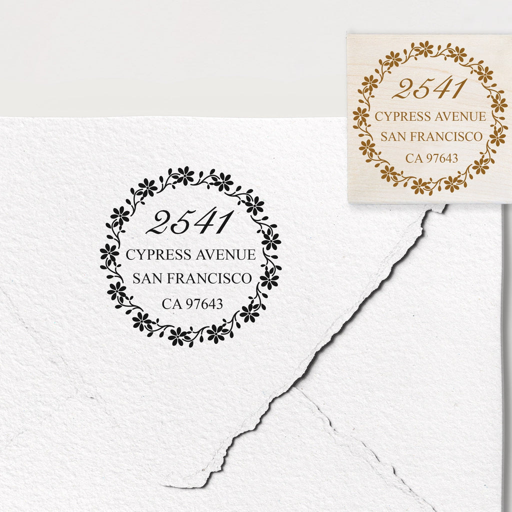Floral Wreath Address Stamp