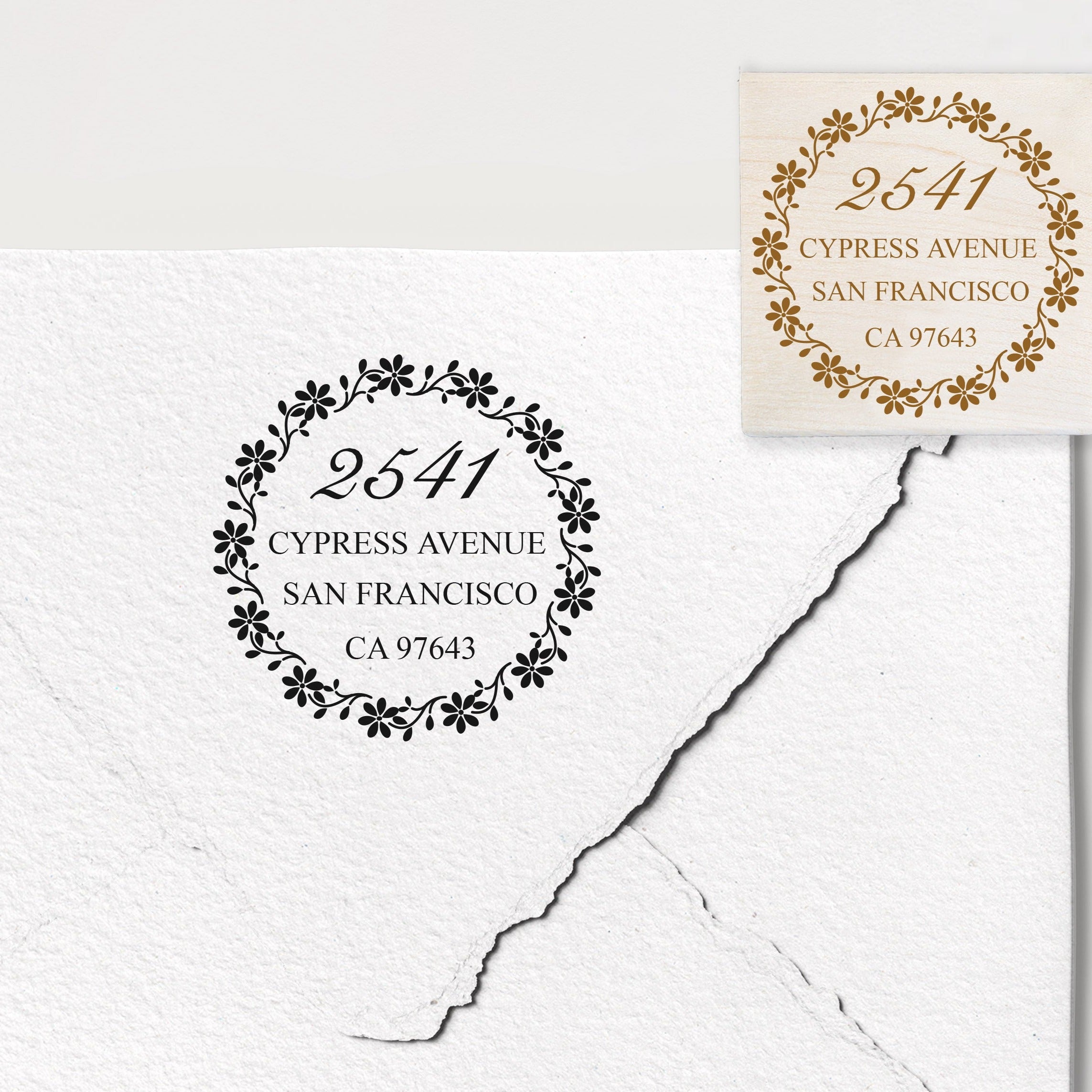 Floral Wreath Address Stamp