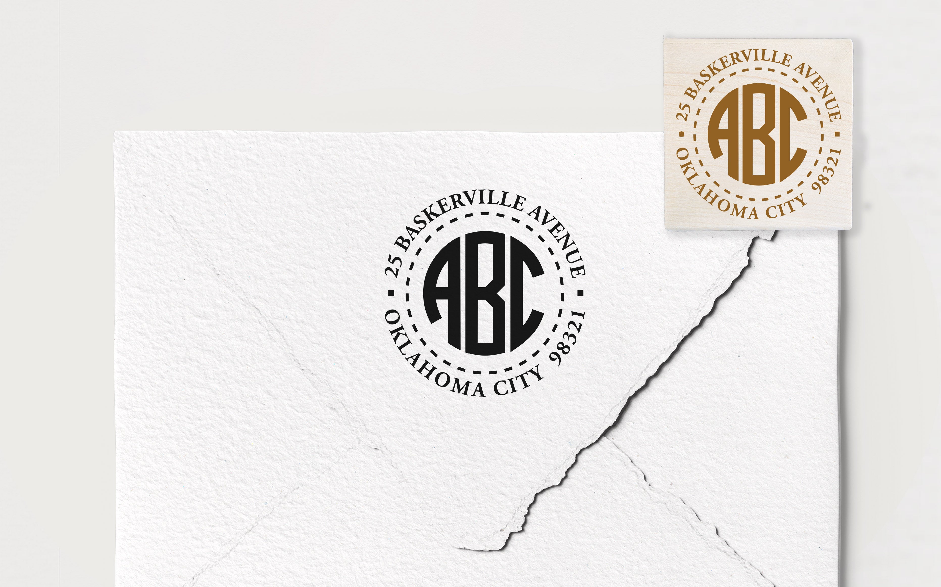 Block Monogram Address Stamp