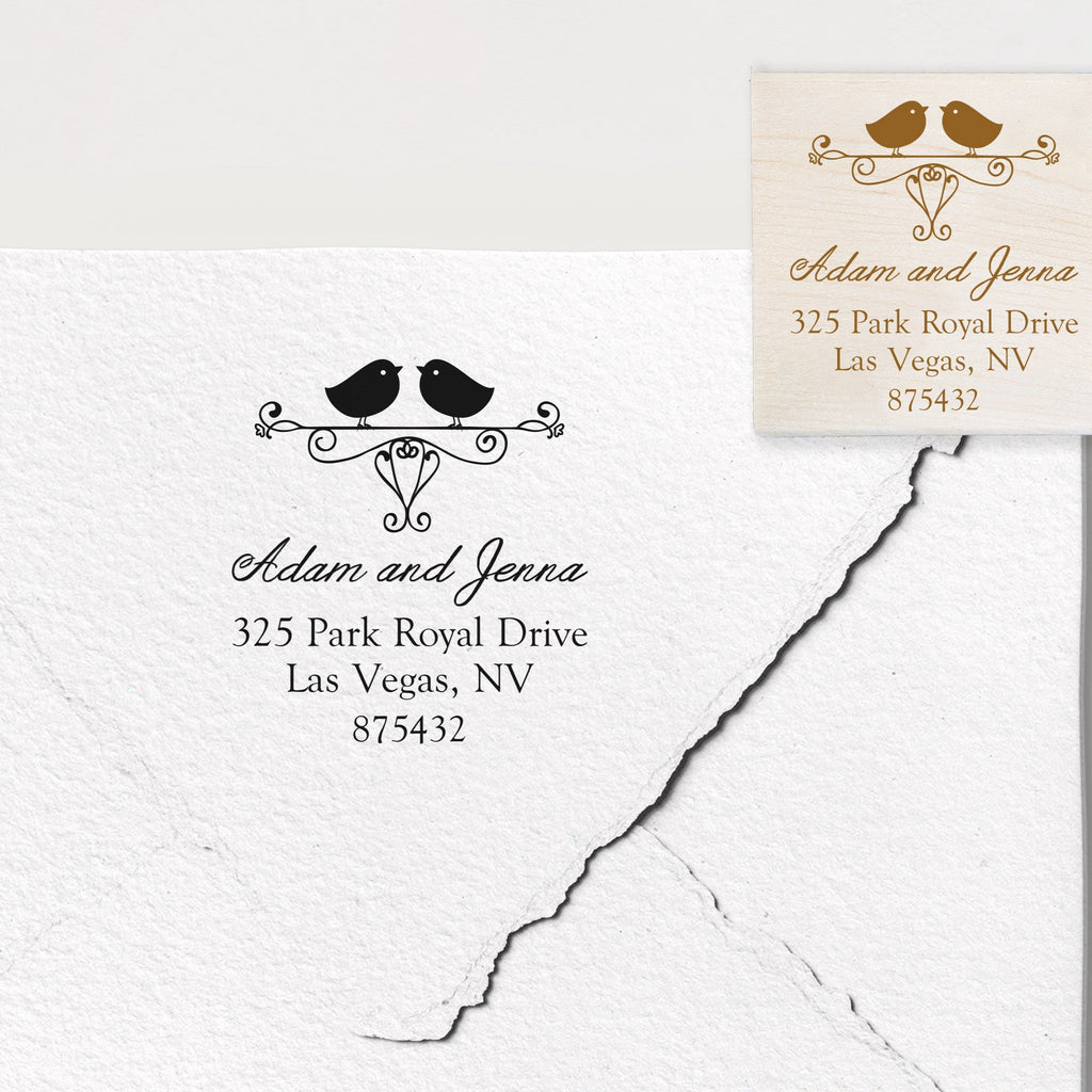 Lovebirds Address Stamp