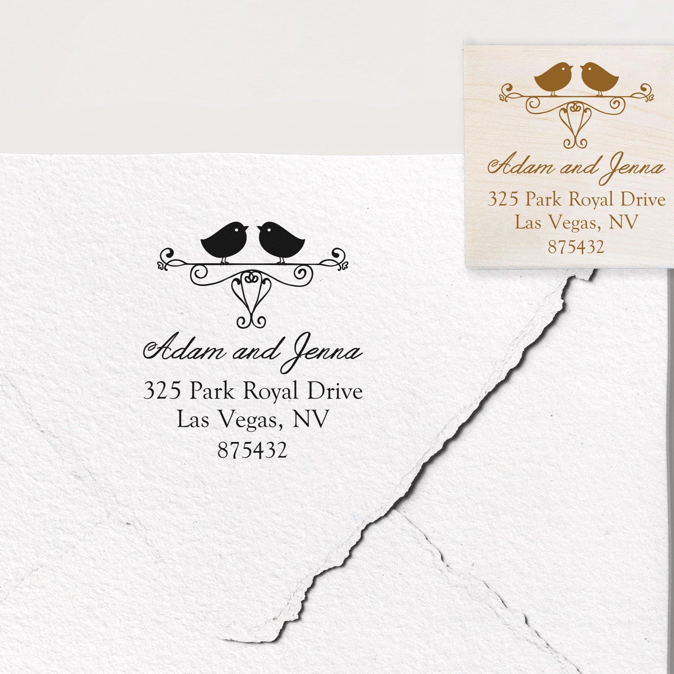 Lovebirds Address Stamp