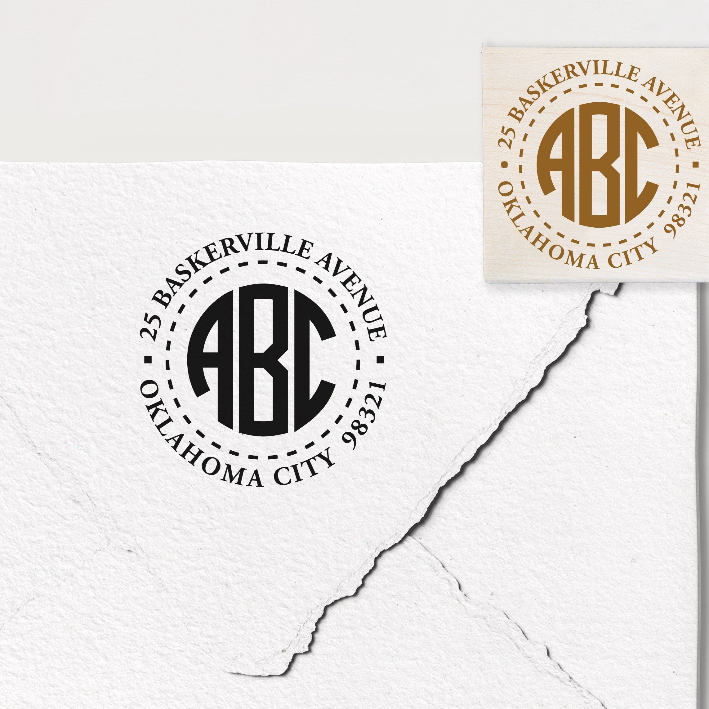 Block Monogram Address Stamp