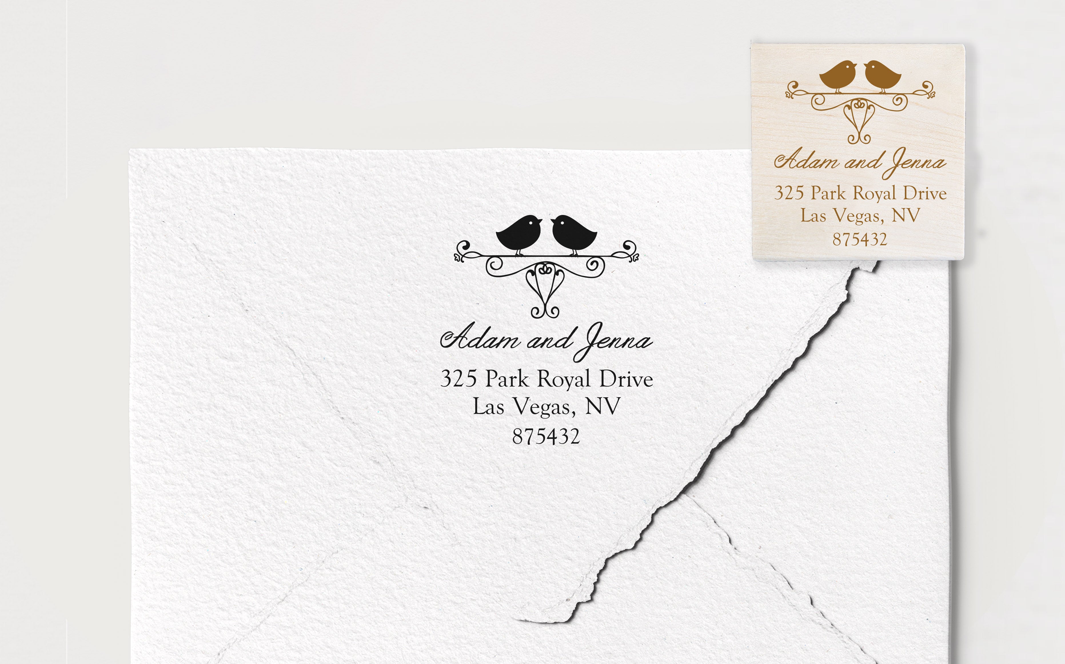 Lovebirds Address Stamp