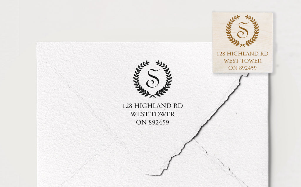 Wreath Initial Address Stamp