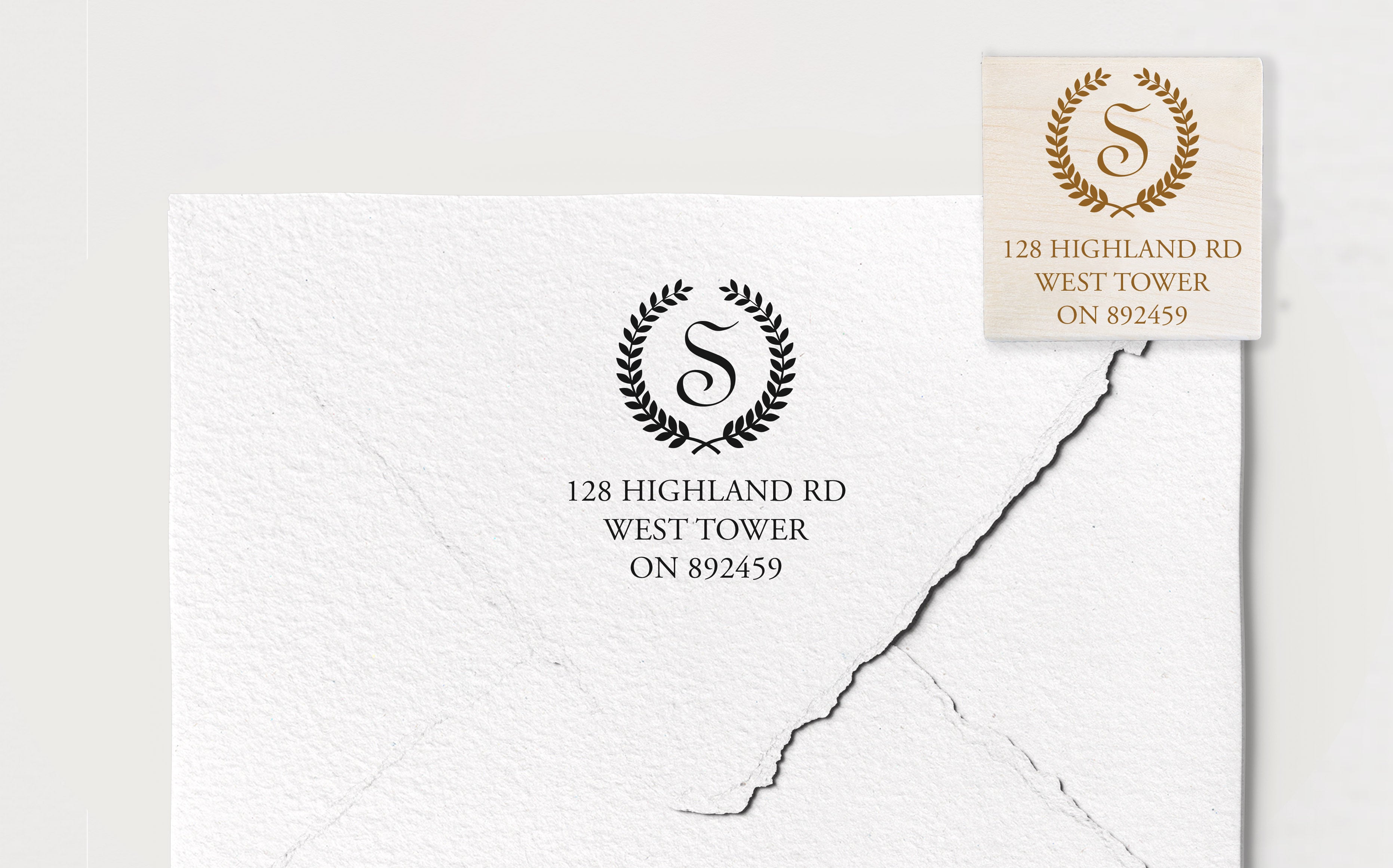 Wreath Initial Address Stamp
