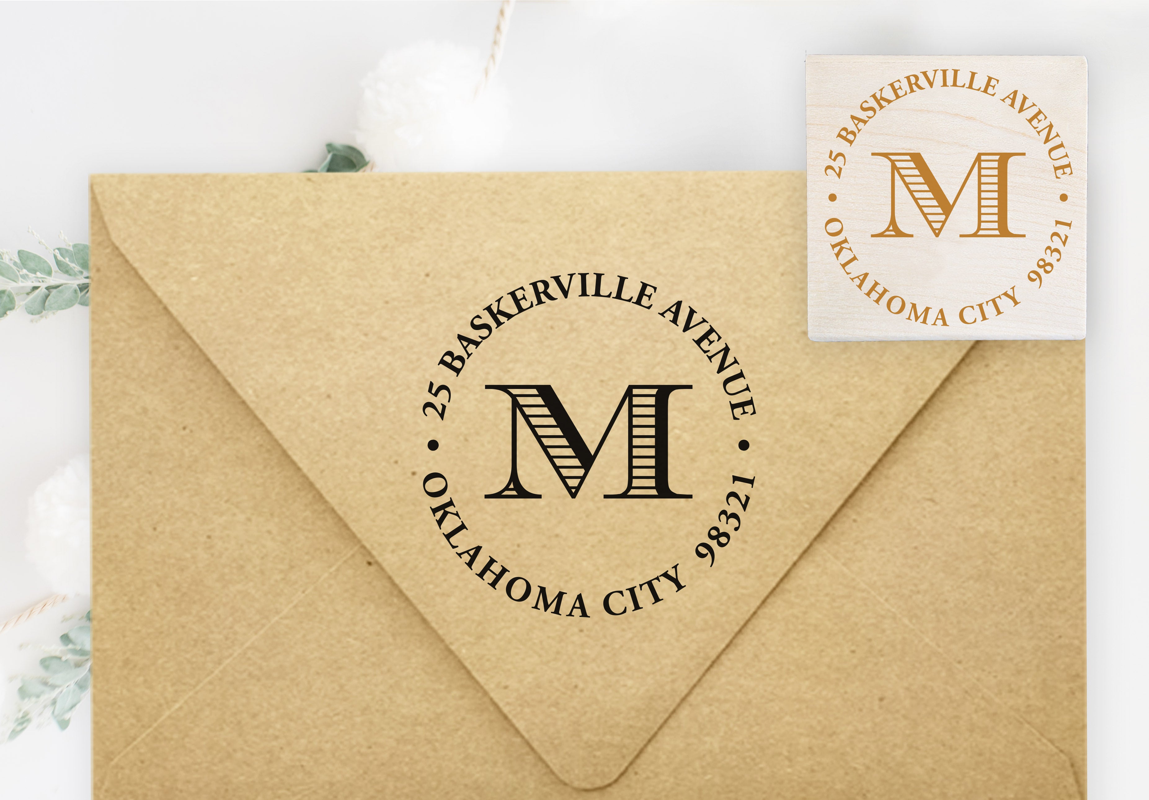 Ribbed Initial Address Stamp