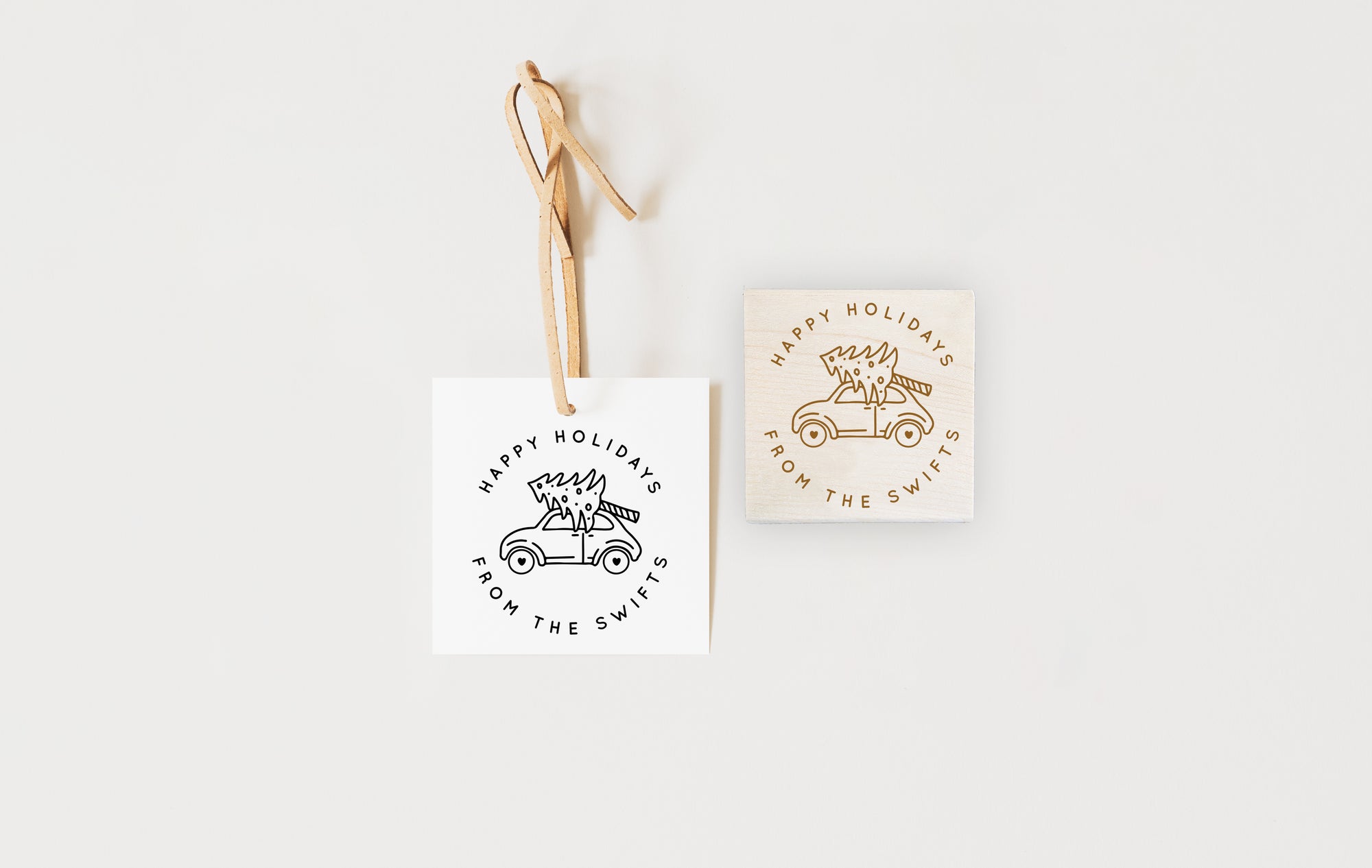 Stamp - Christmas Tree on Car