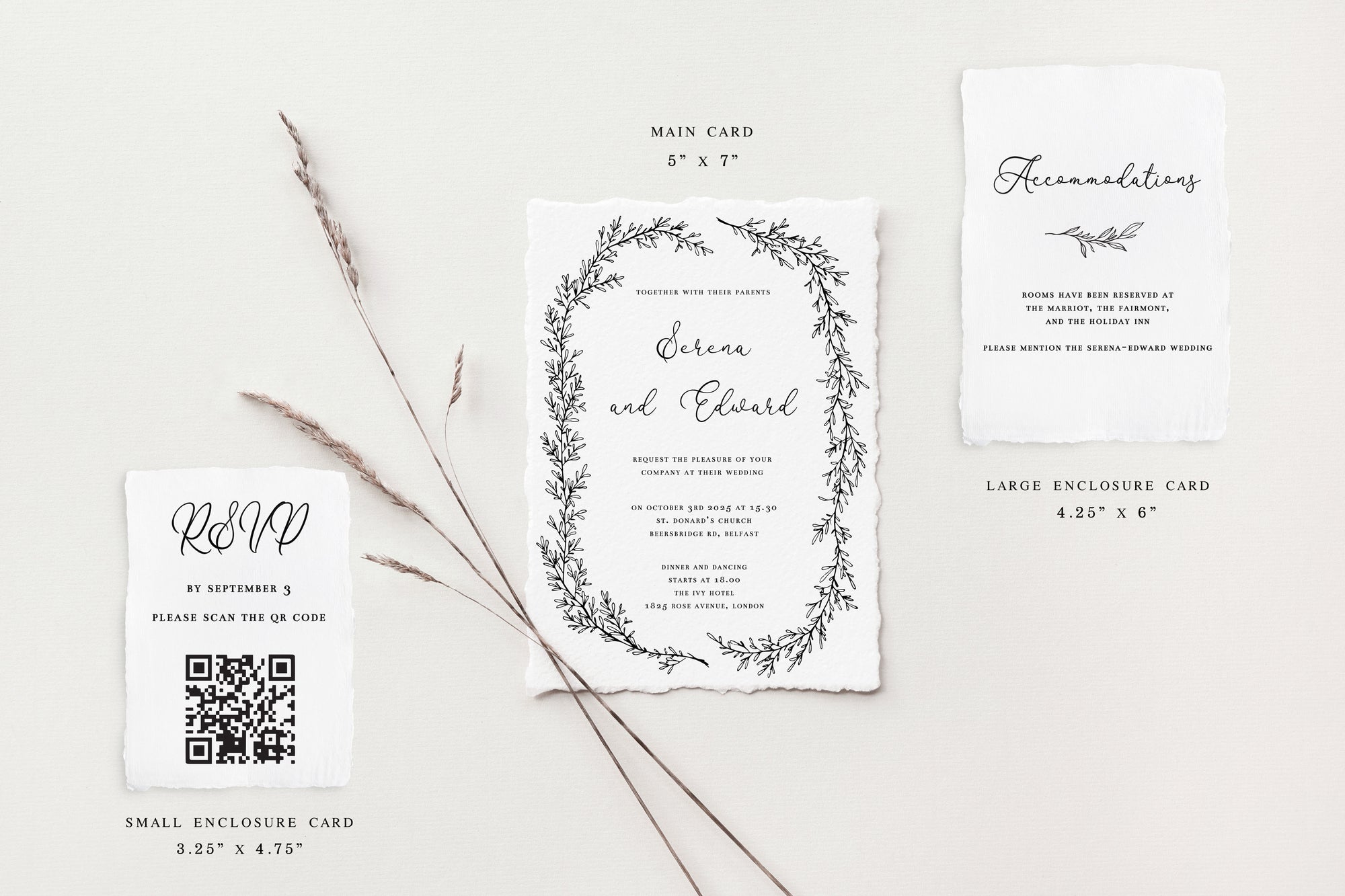 Serena Deckle Edge Wedding Invitations