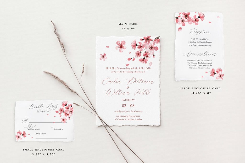 Sakura Deckle Edge Wedding Invitations