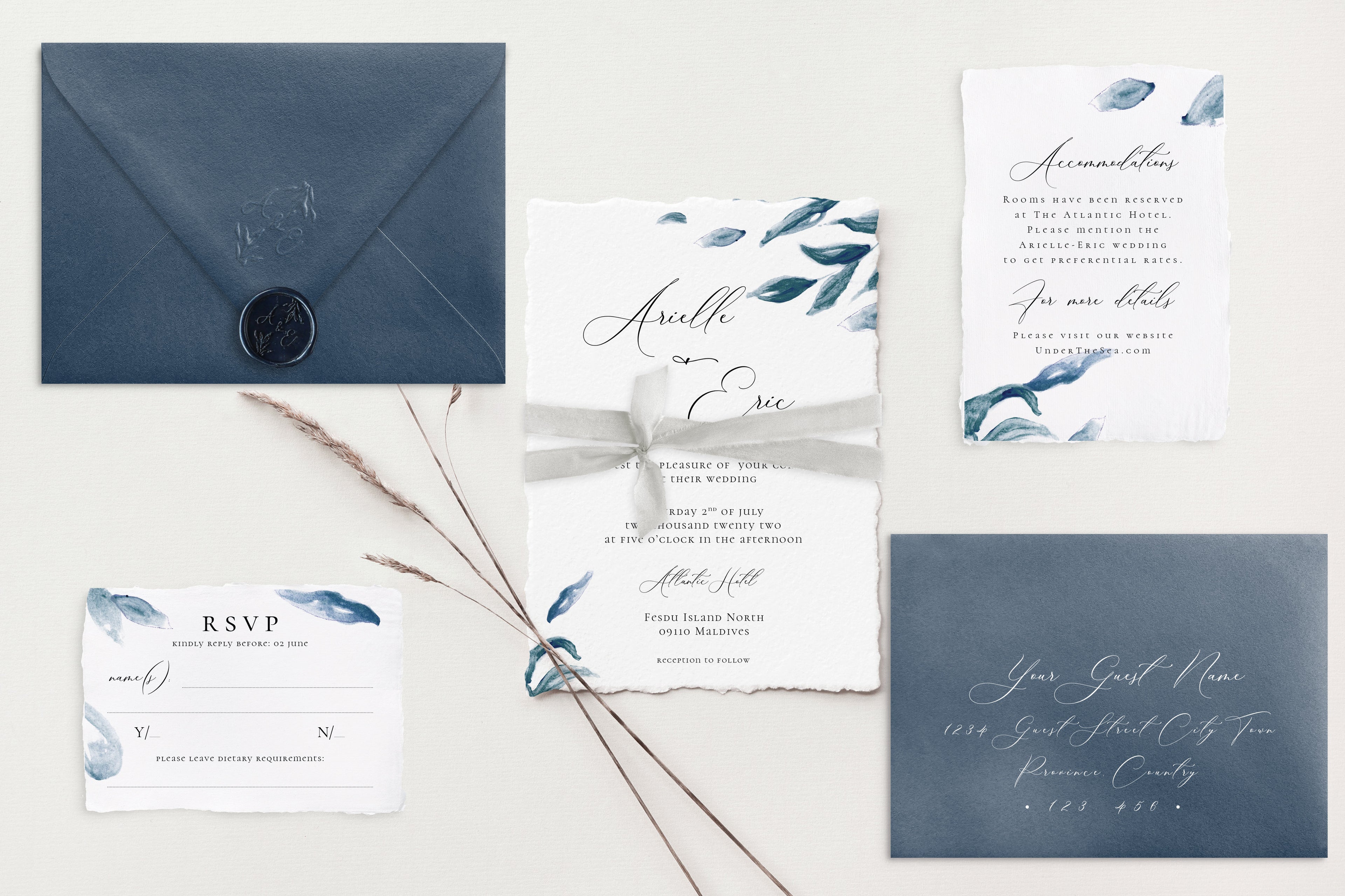 Arielle Deckle Edge Wedding Invitations