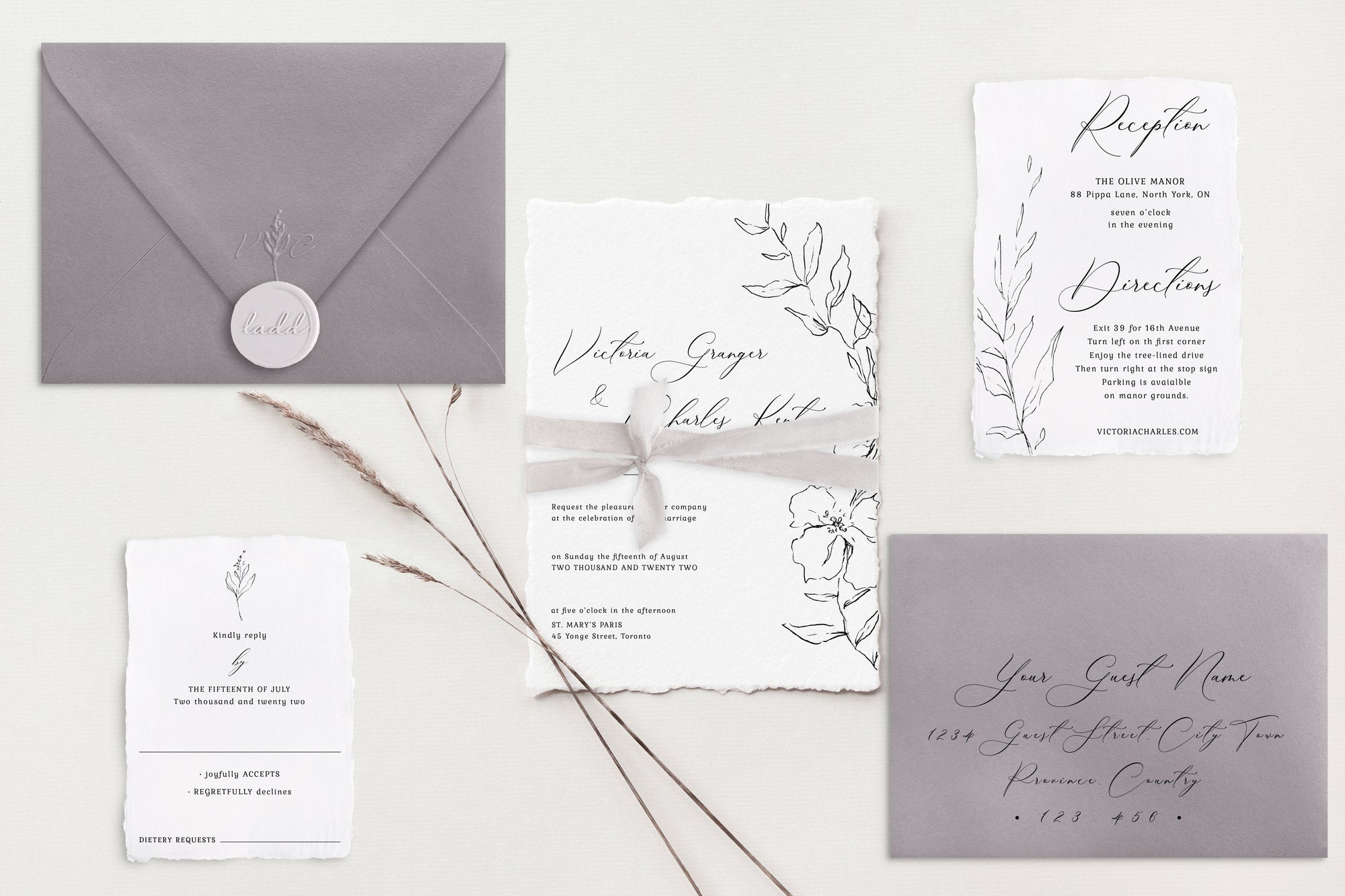Victoria Deckle Edge Wedding Invitations