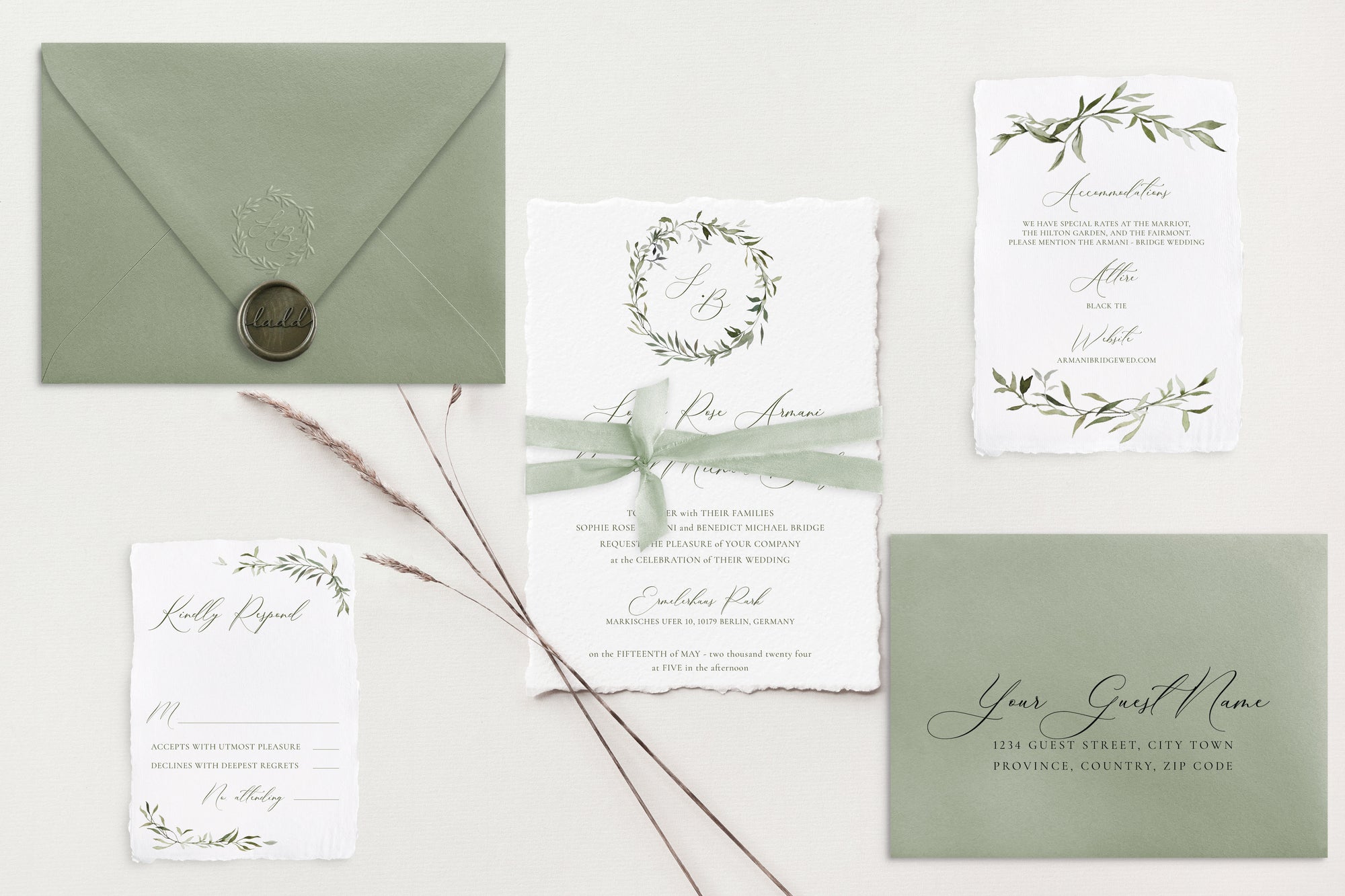 Sophie Deckle Edge Wedding Invitations