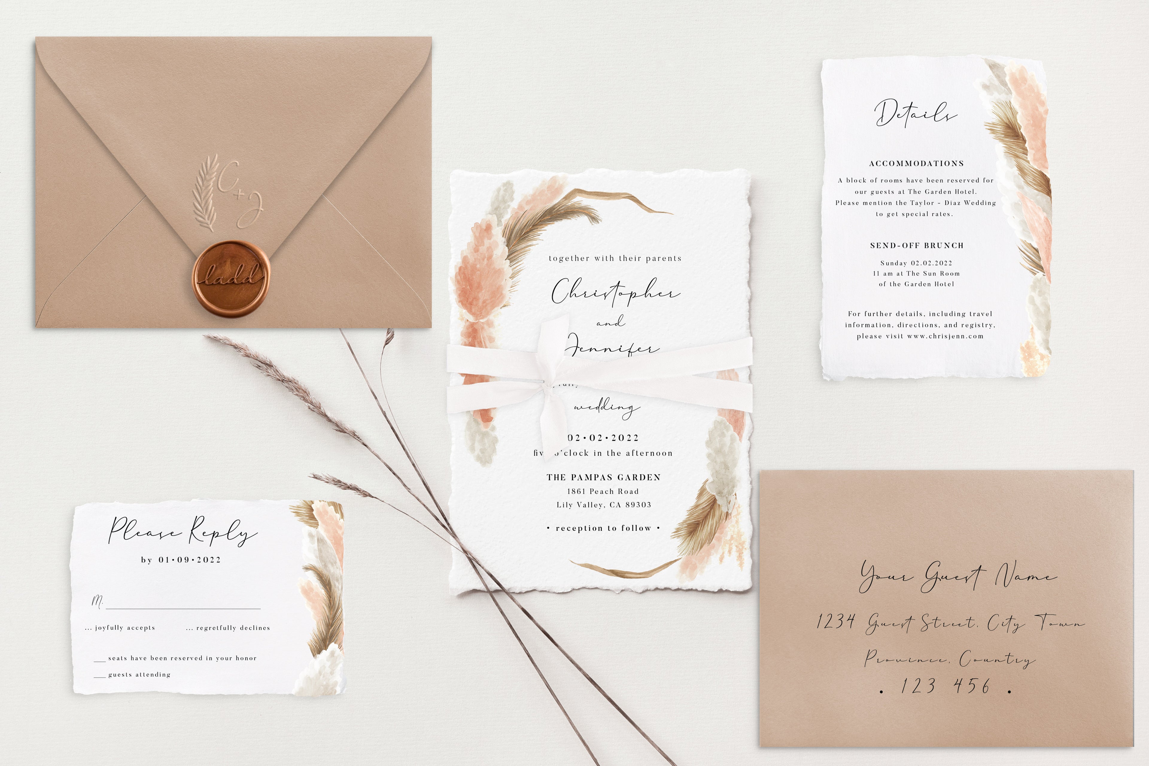 Jennifer Deckle Edge Wedding Invitations