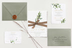 Olive Deckle Edge Wedding Invitations