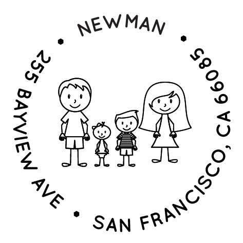 Family Caricatures Address Stamp