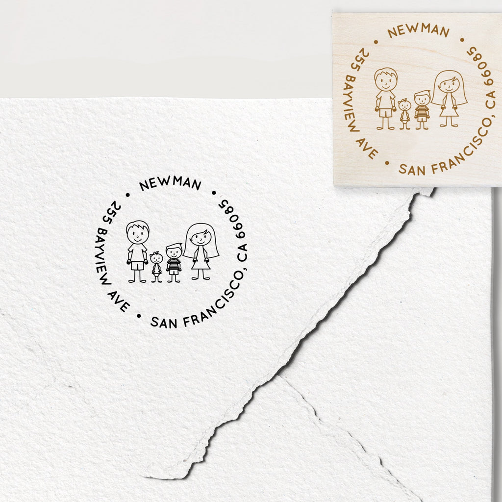 Family Caricatures Address Stamp