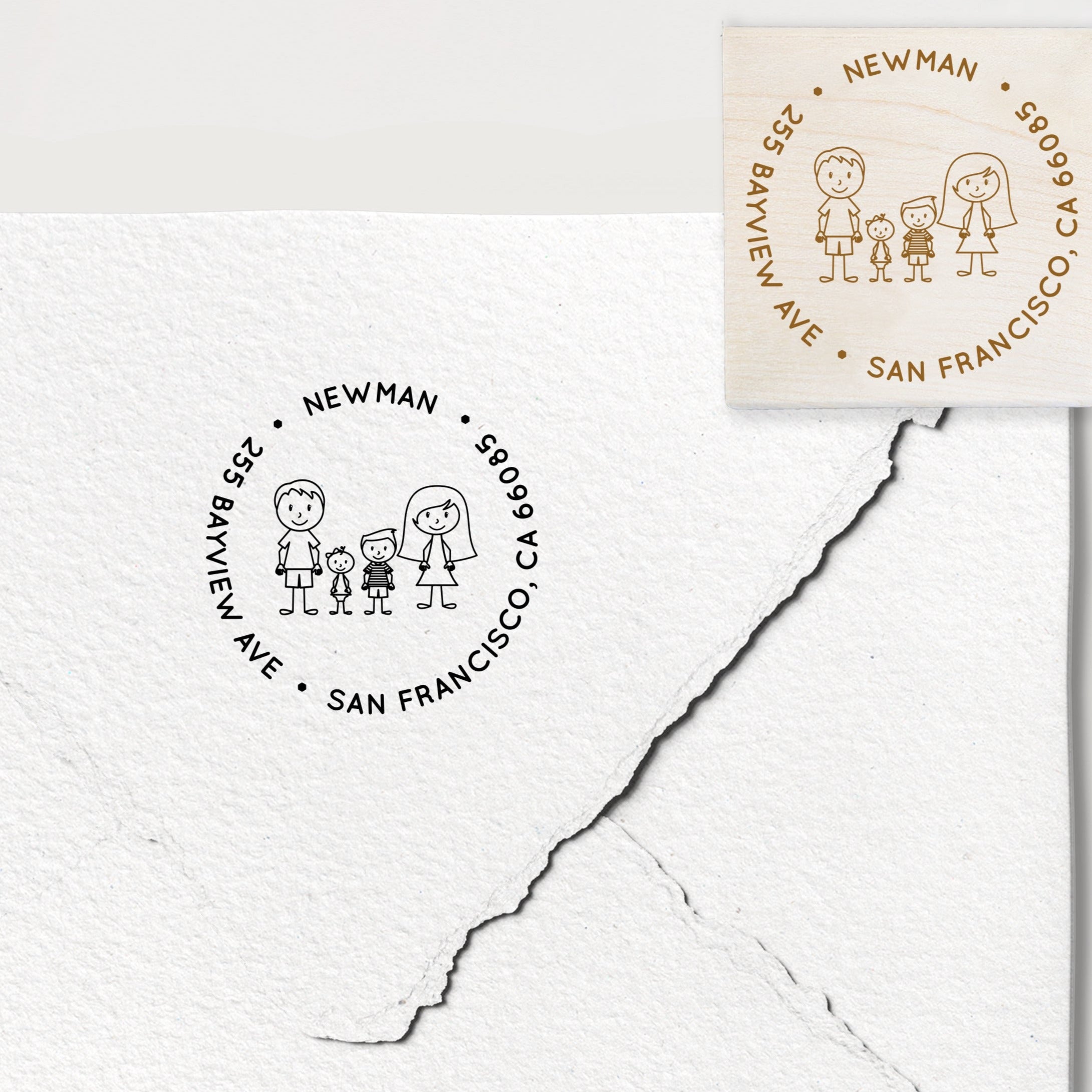 Family Caricatures Address Stamp
