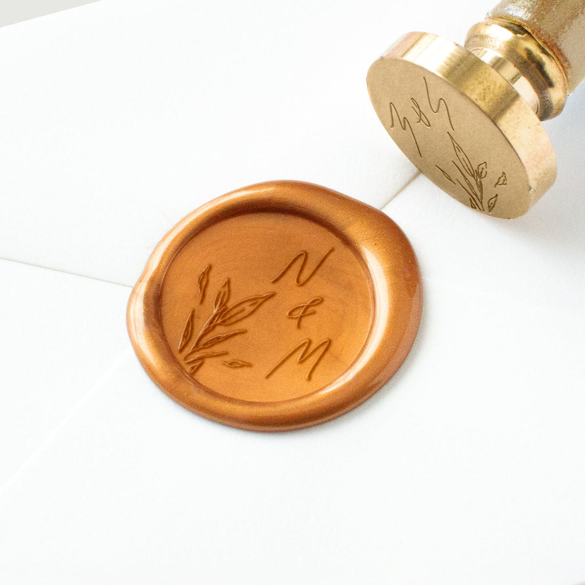 Wax Seal - Hand Drawn Leaves Initials