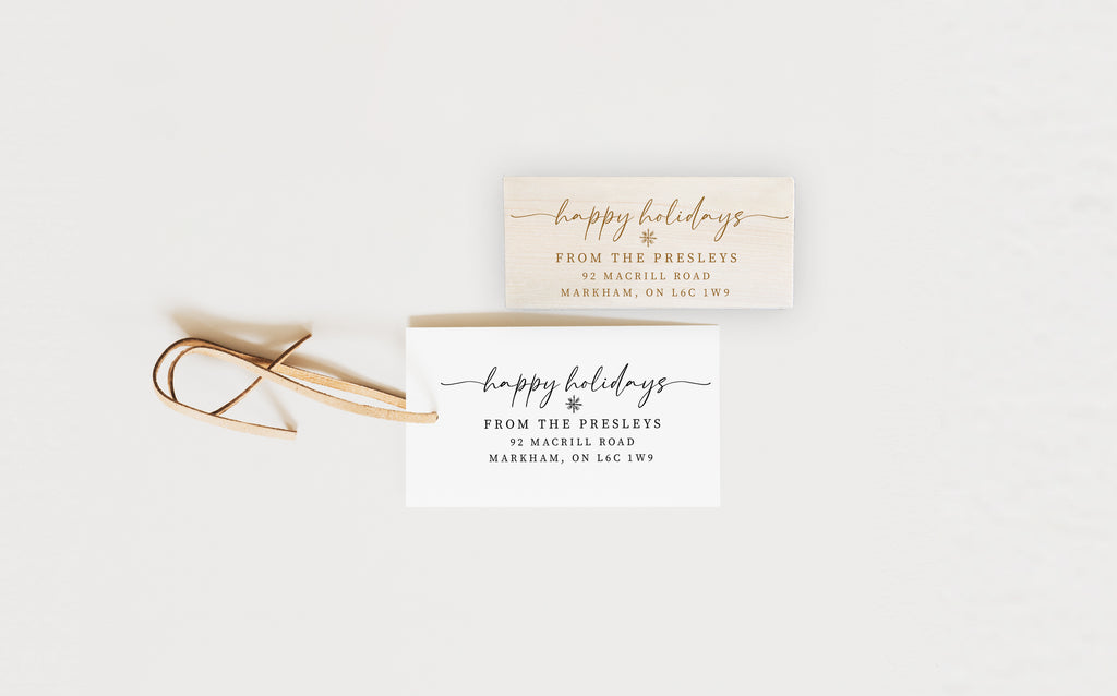 Happy Holidays Script Address Stamp