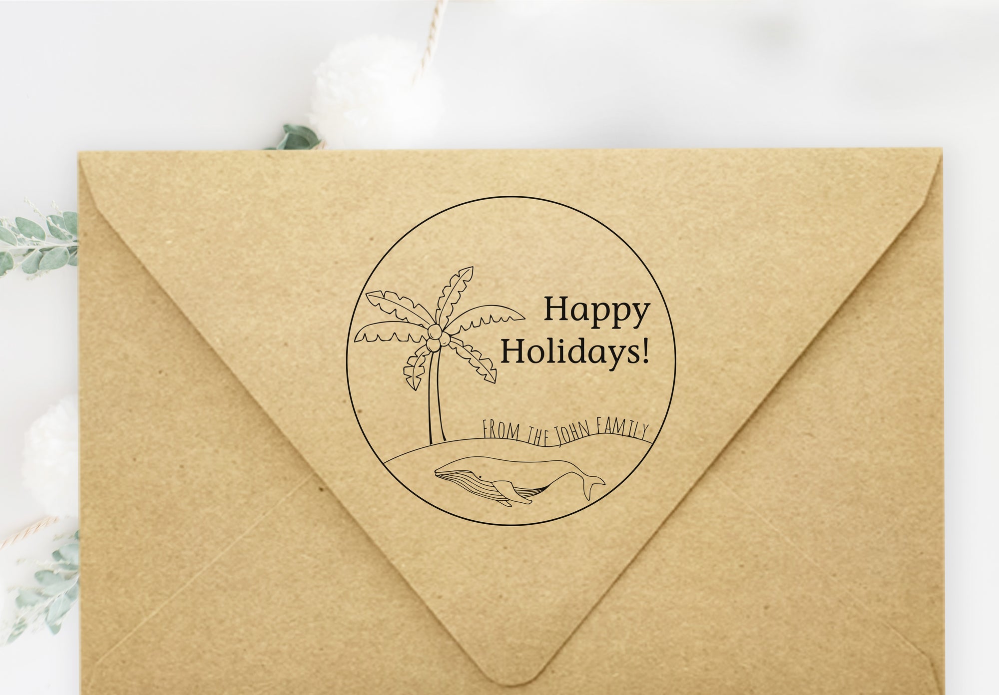 Stamp - Happy Holidays Palm Tree