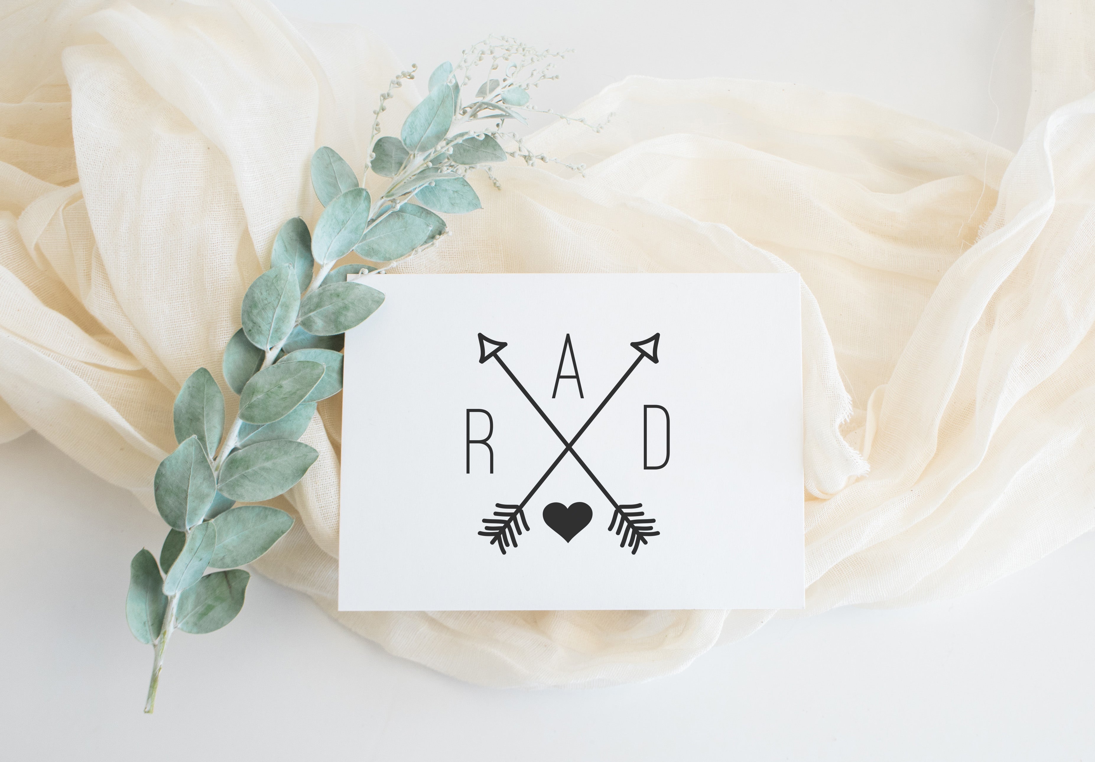 Criss-Cross Arrows and Heart Wedding Stamp