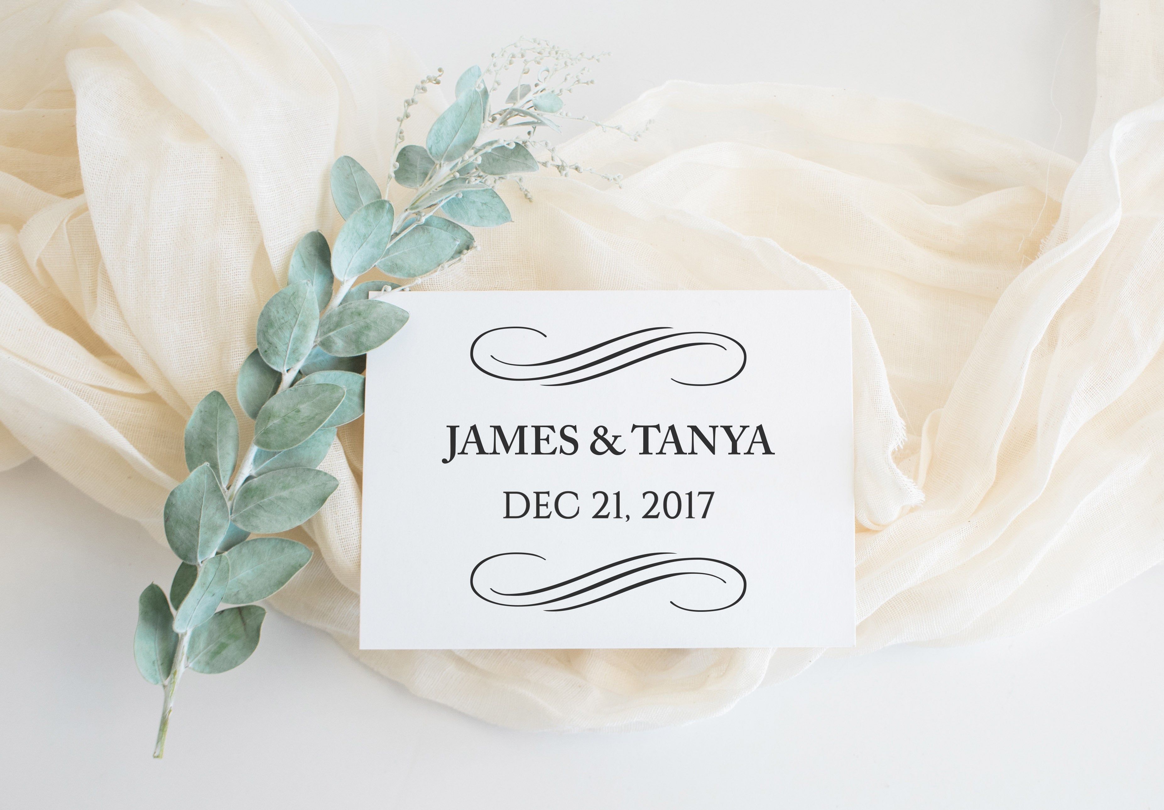 Swirls Save The Date Wedding Stamp