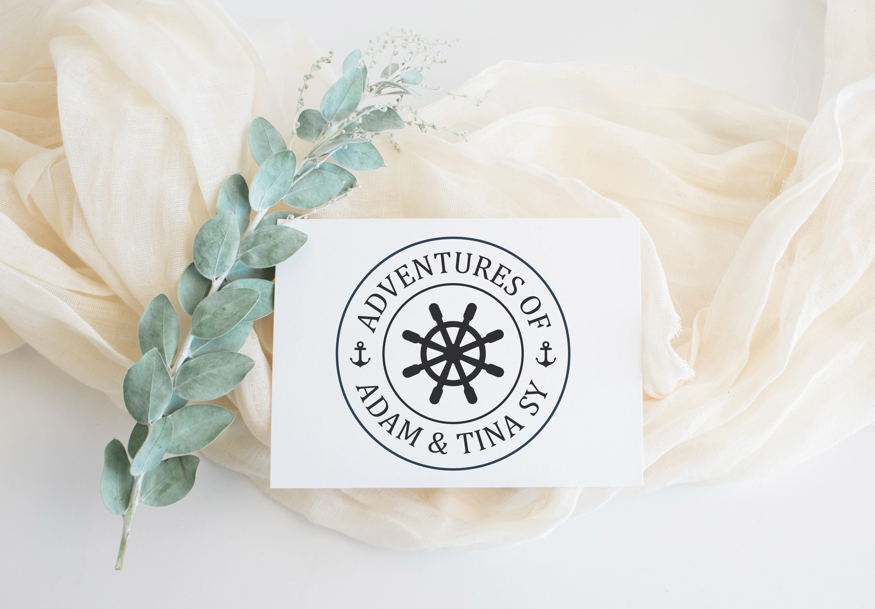 Nautical Wheel Wedding Stamp