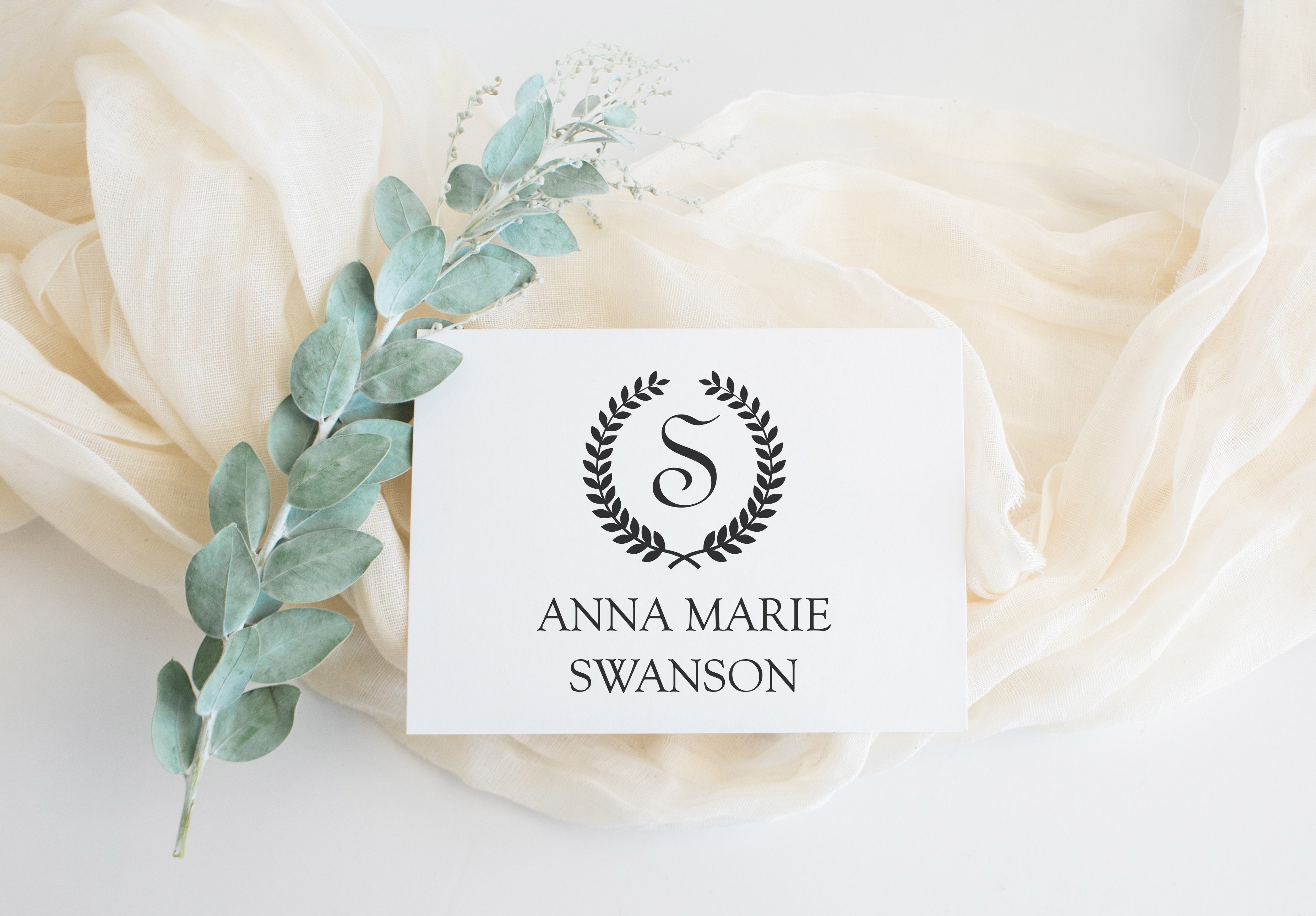 Stamp - Wreath Initial Name