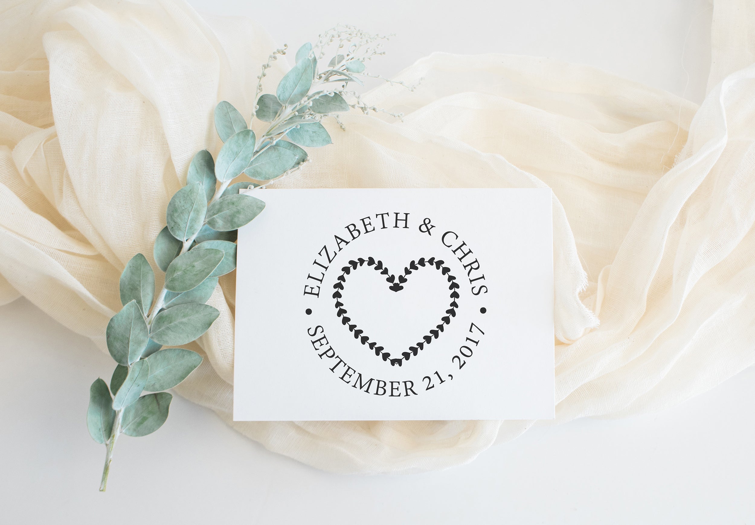 Hearts Wreath Wedding Stamp
