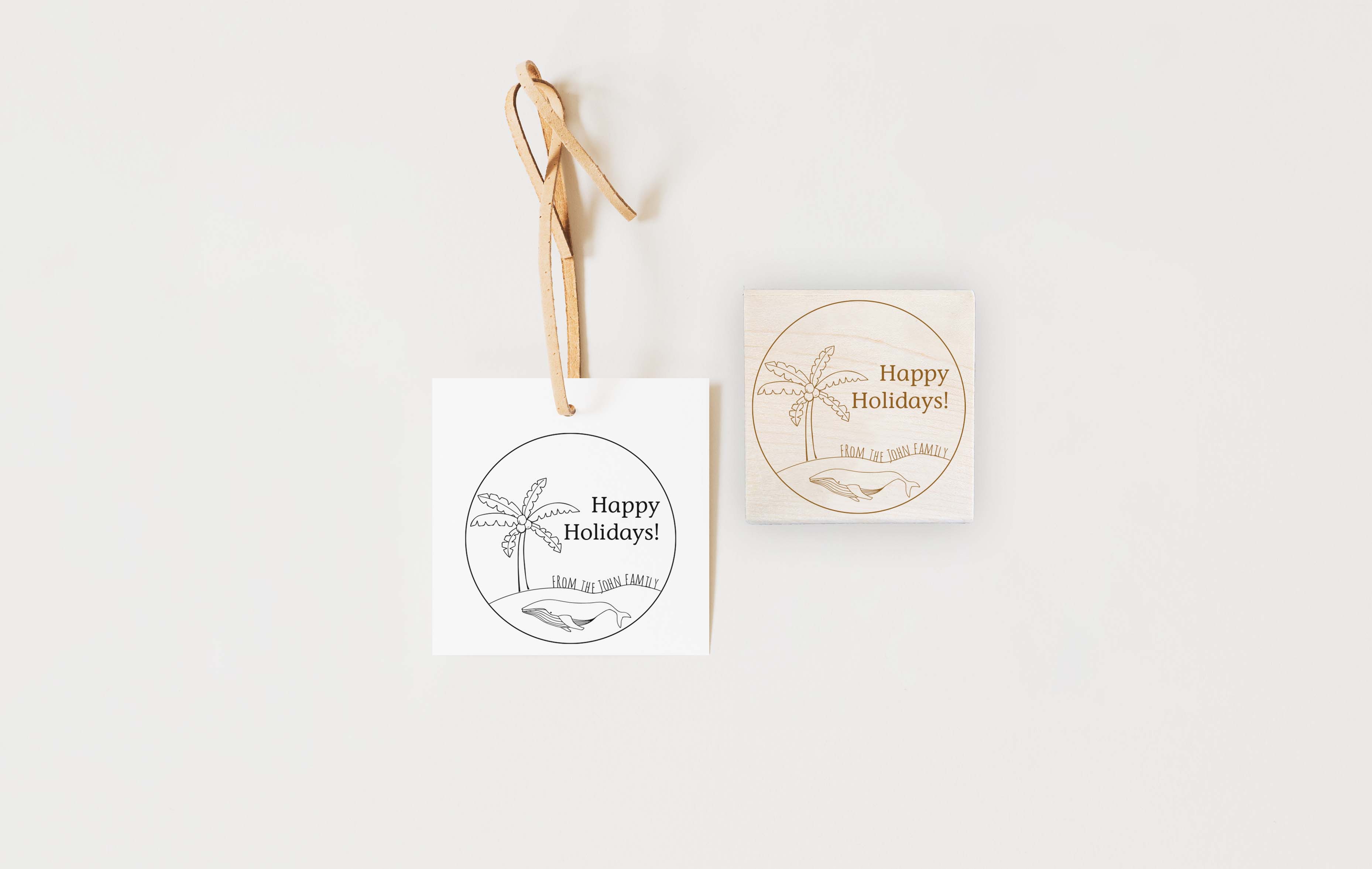 Stamp - Happy Holidays Palm Tree