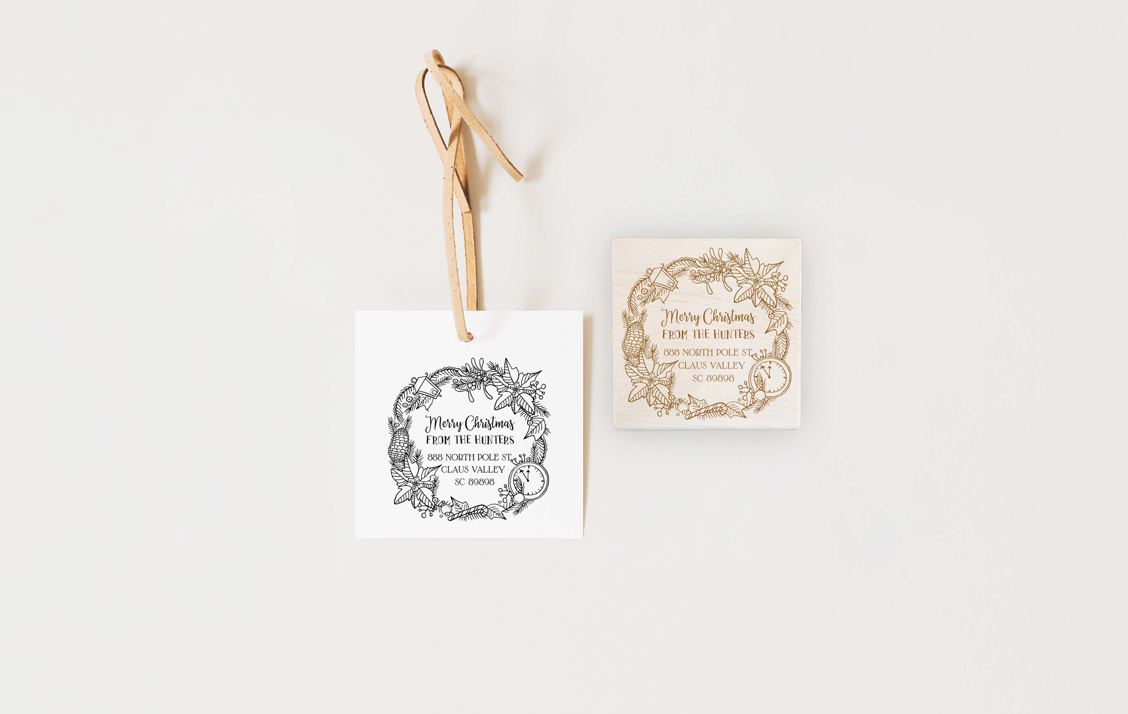 Christmas Wreath Address Stamp
