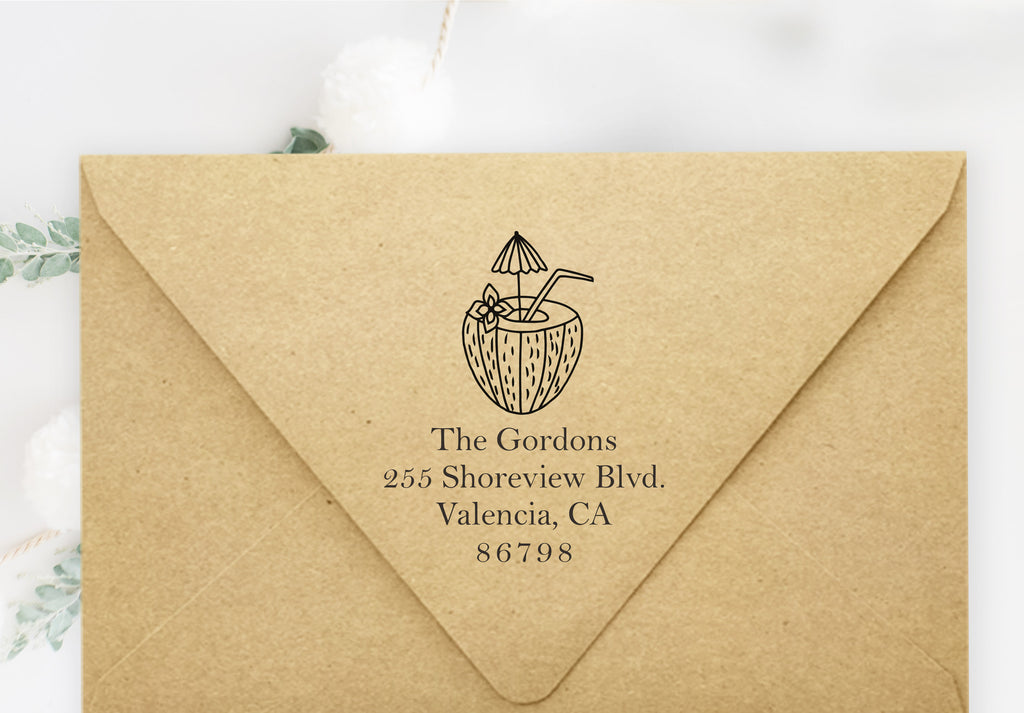 Coconut Drink Address Stamp